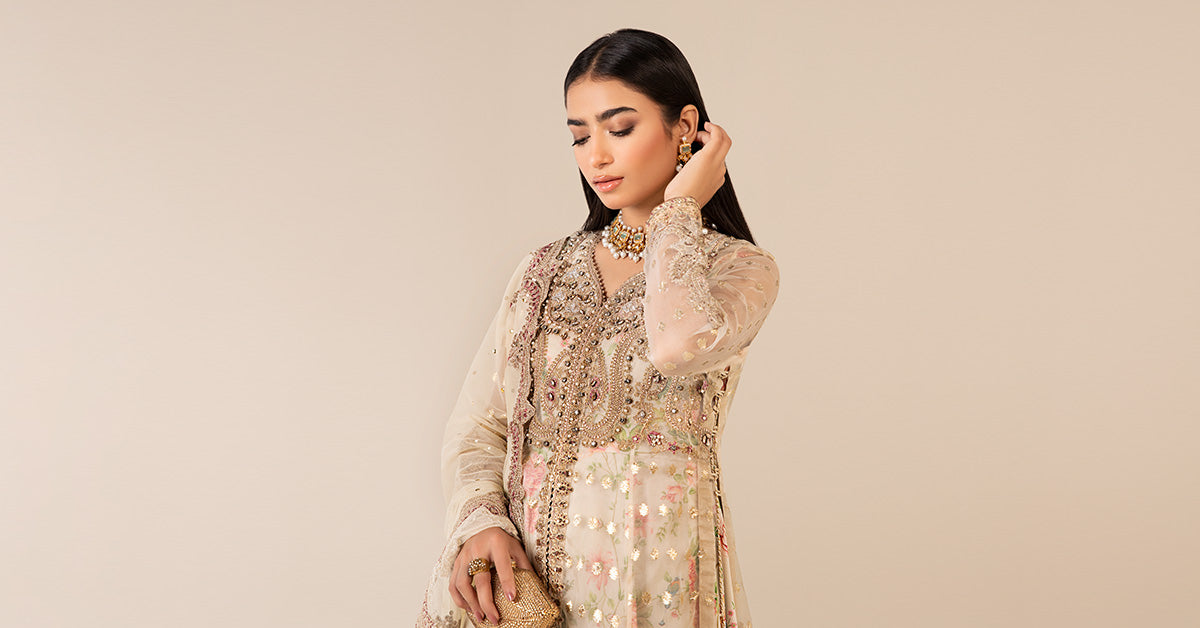 3 Piece Embroidered Organza Suit