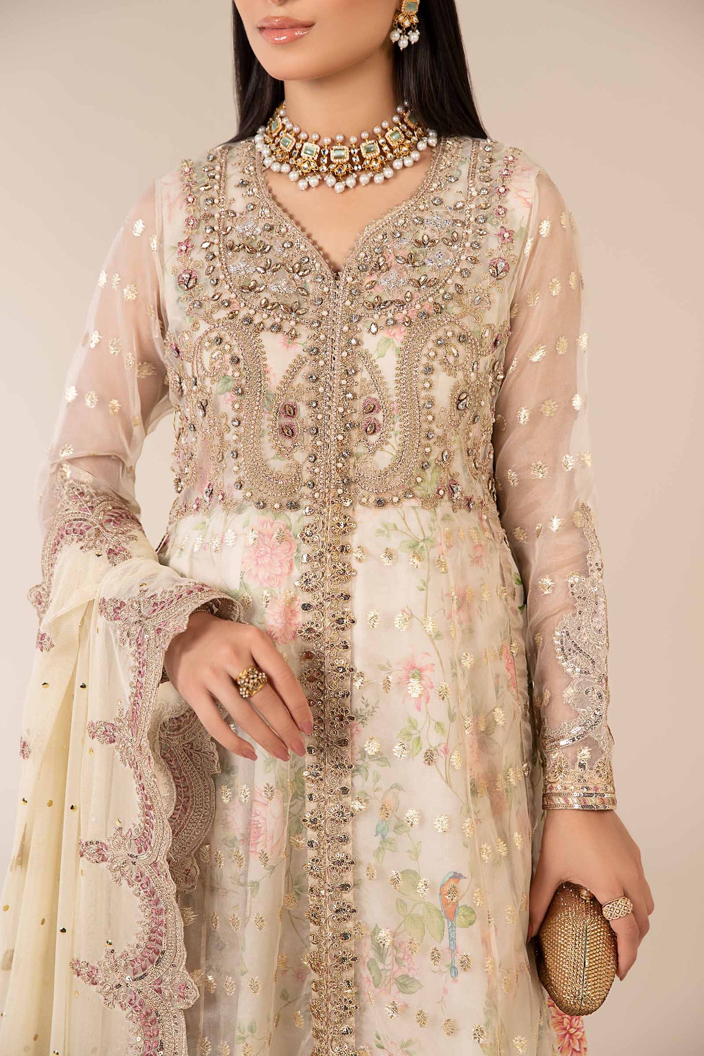 3 Piece Embroidered Organza Suit