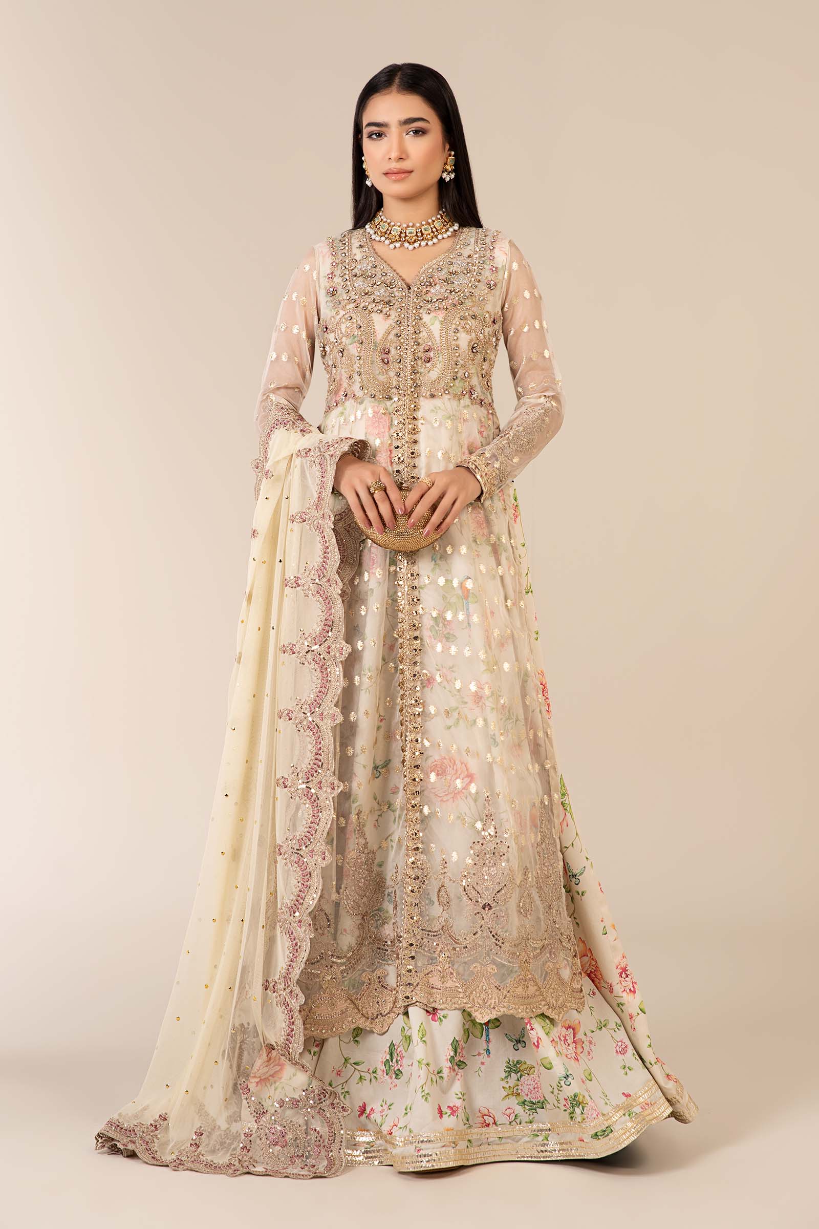 3 Piece Embroidered Organza Suit