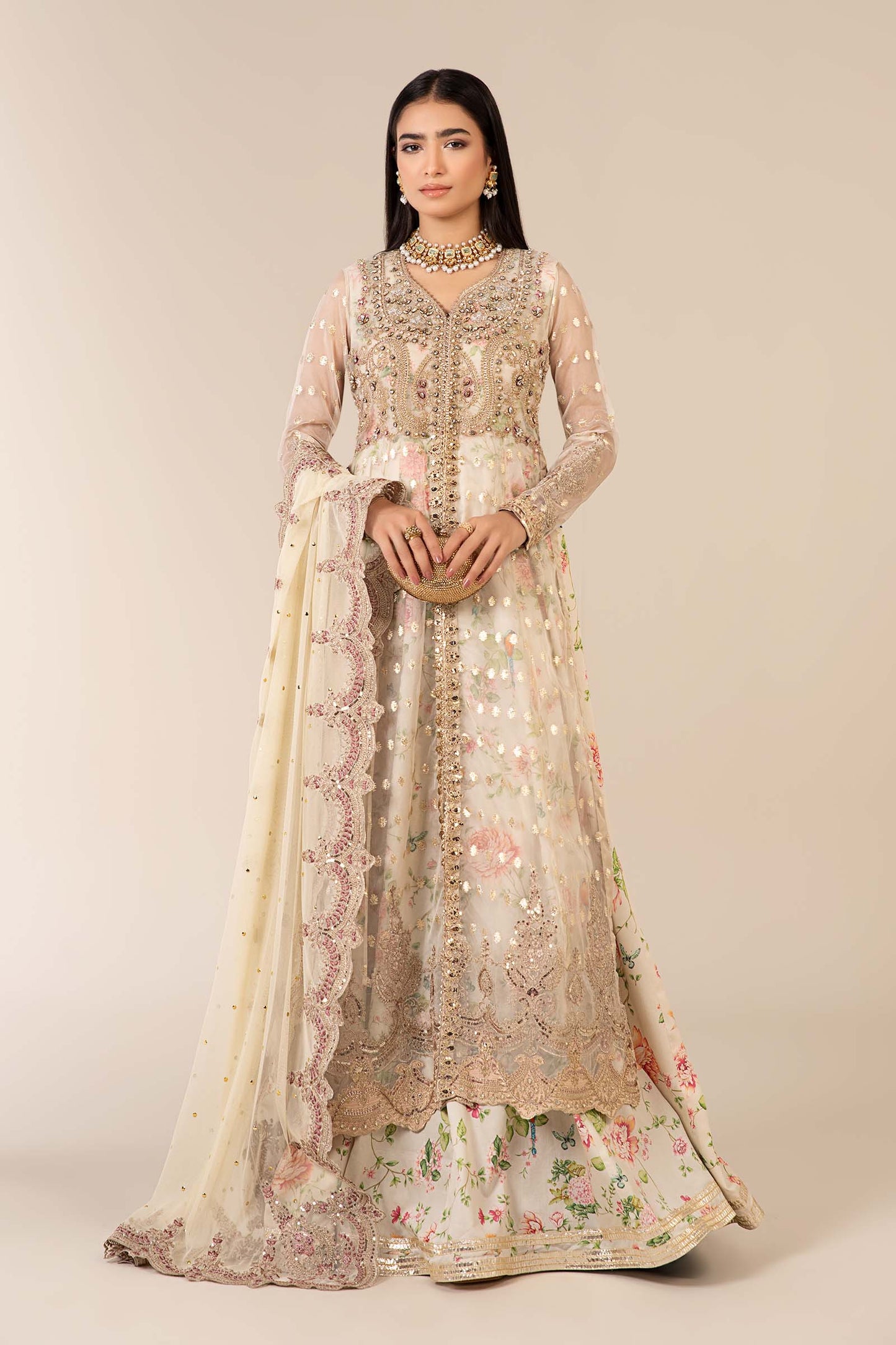 3 Piece Embroidered Organza Suit