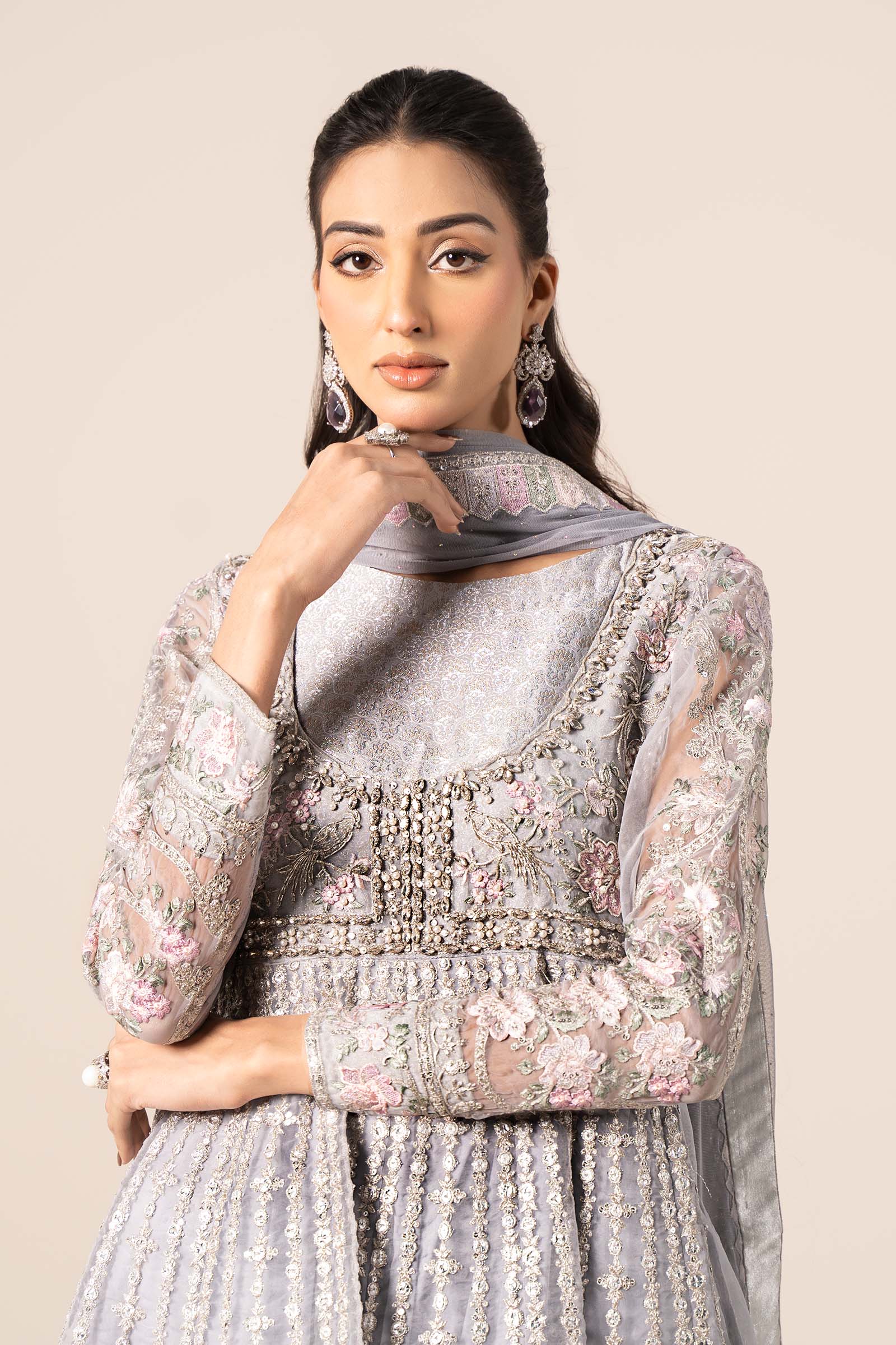 3 Piece Embroidered Organza Suit