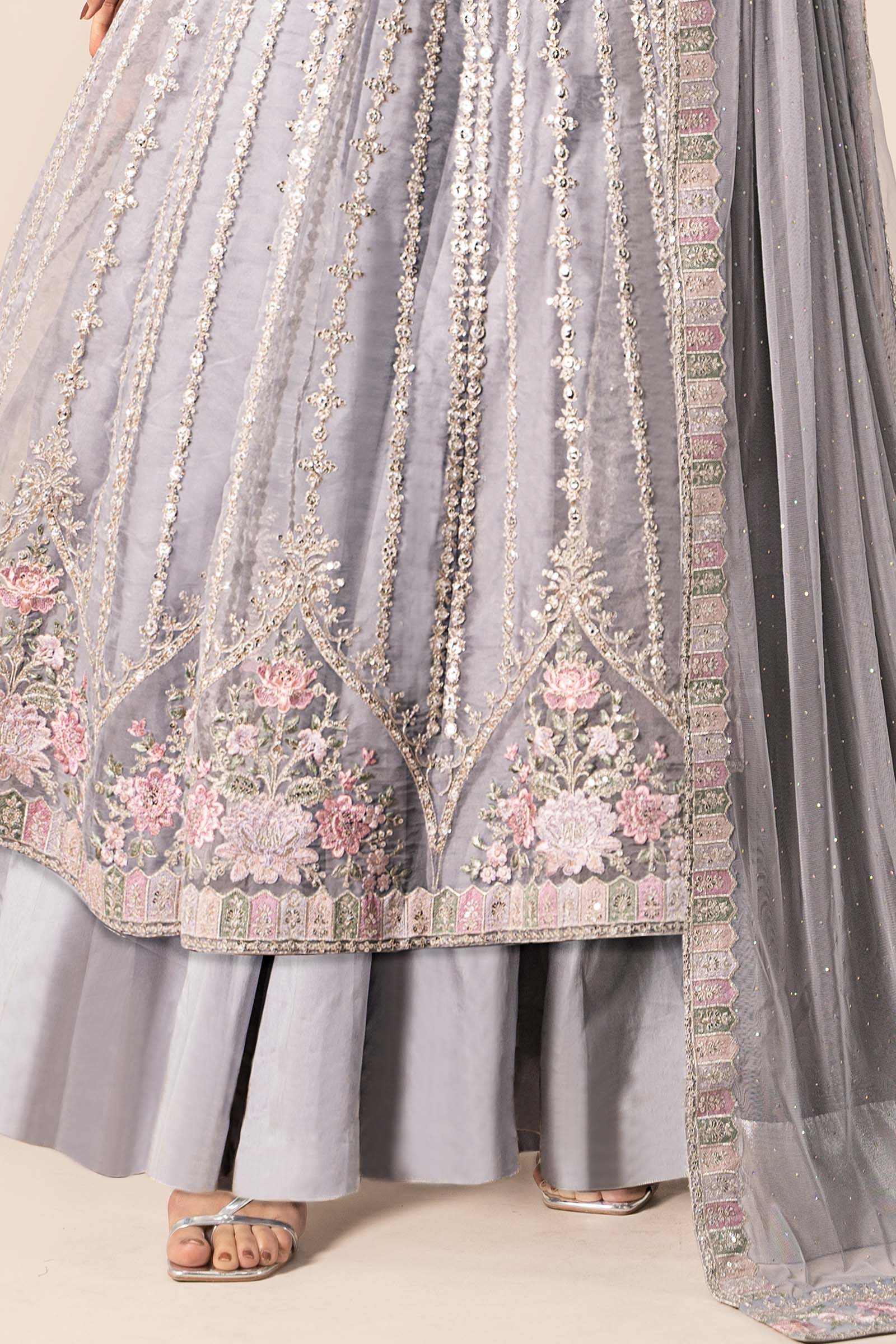 3 Piece Embroidered Organza Suit