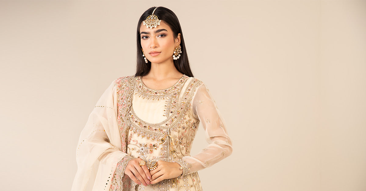 3 Piece Embroidered Organza Suit