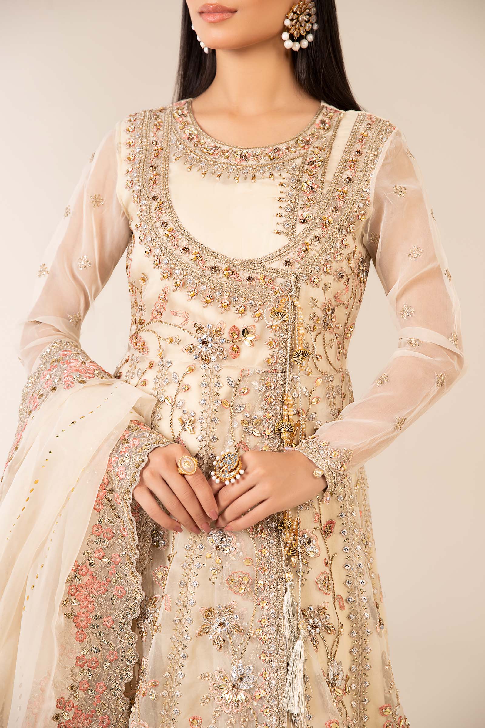 3 Piece Embroidered Organza Suit