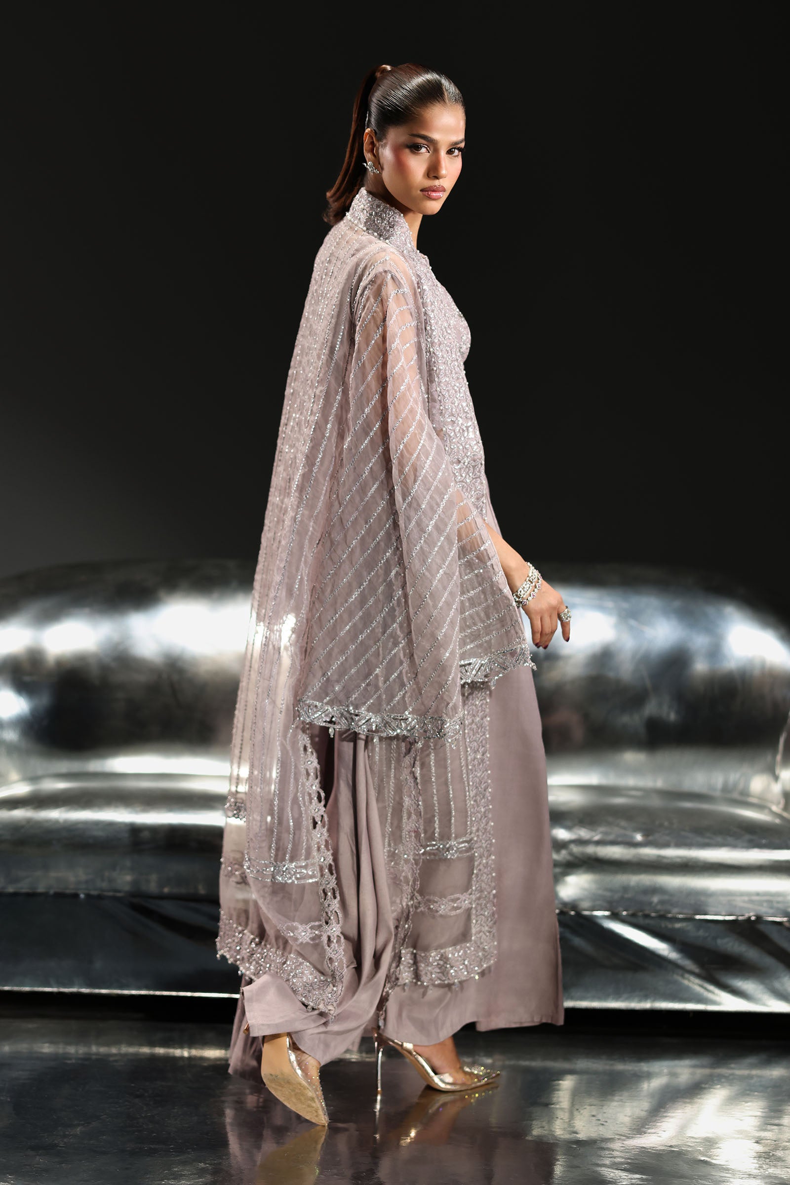 3 Piece Embroidered Organza Suit