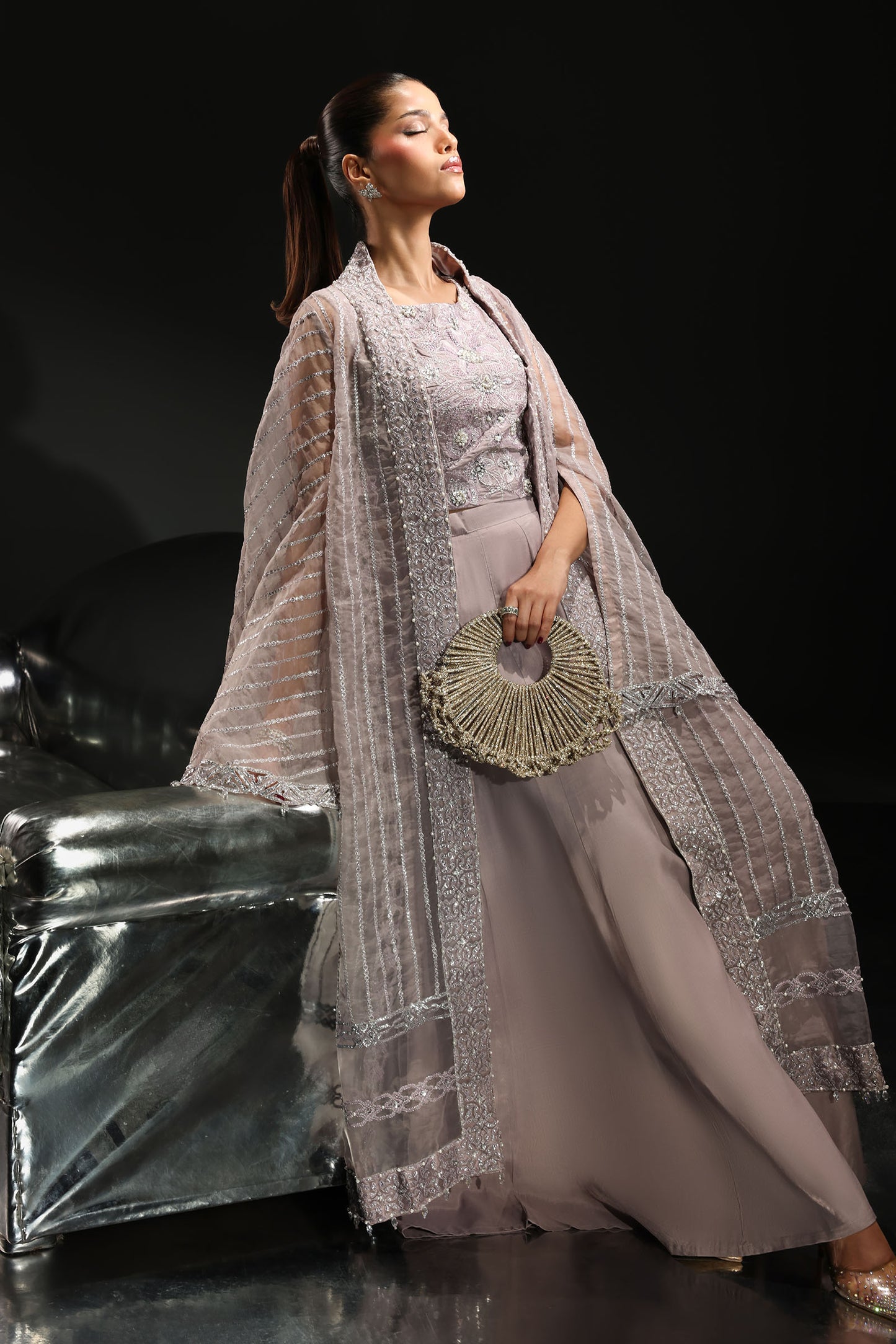 3 Piece Embroidered Organza Suit