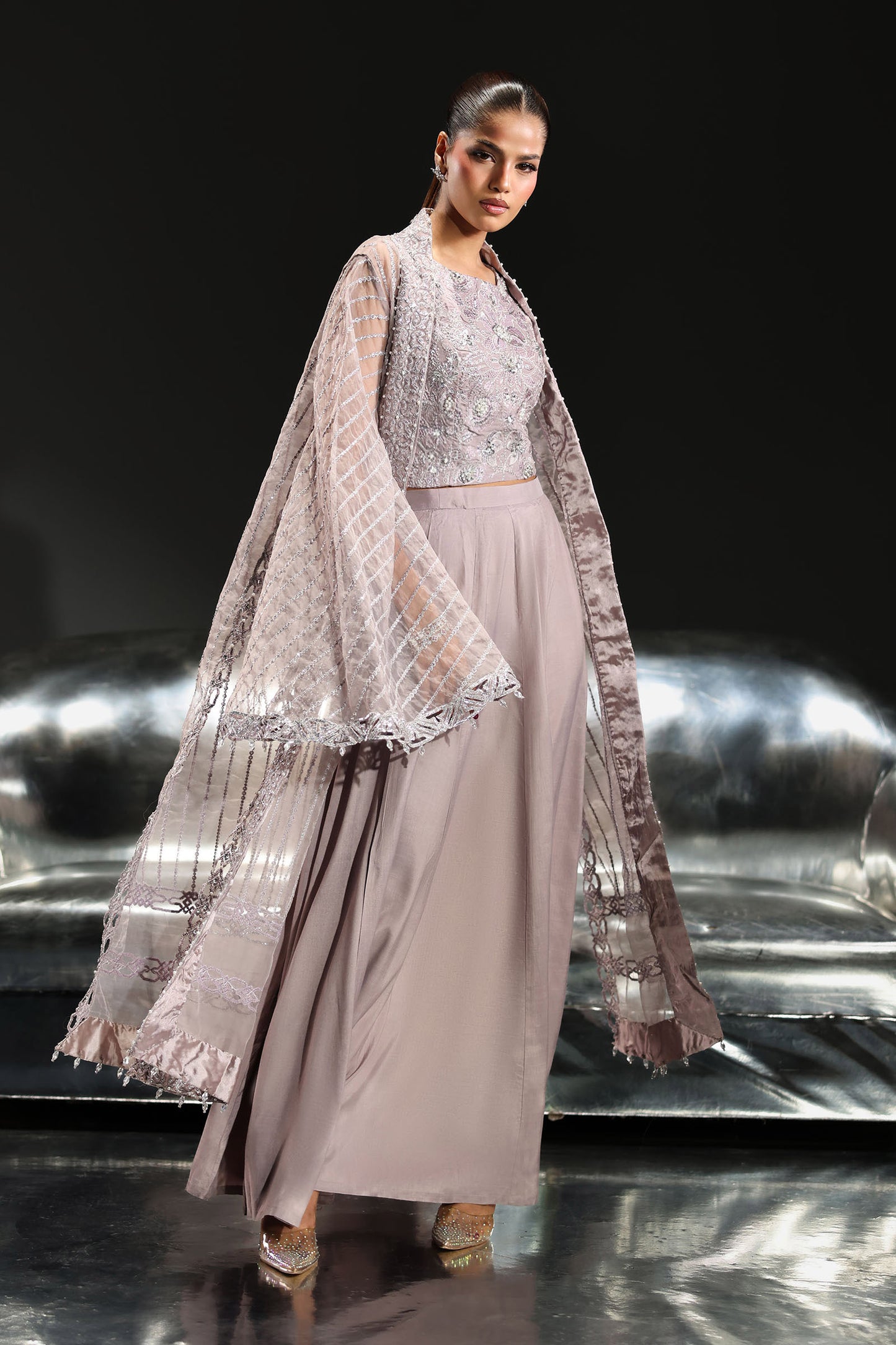3 Piece Embroidered Organza Suit