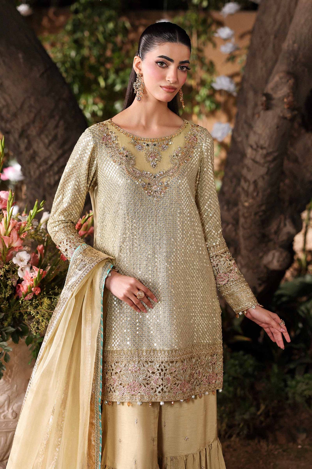 3 Piece Embroidered Chiffon Suit