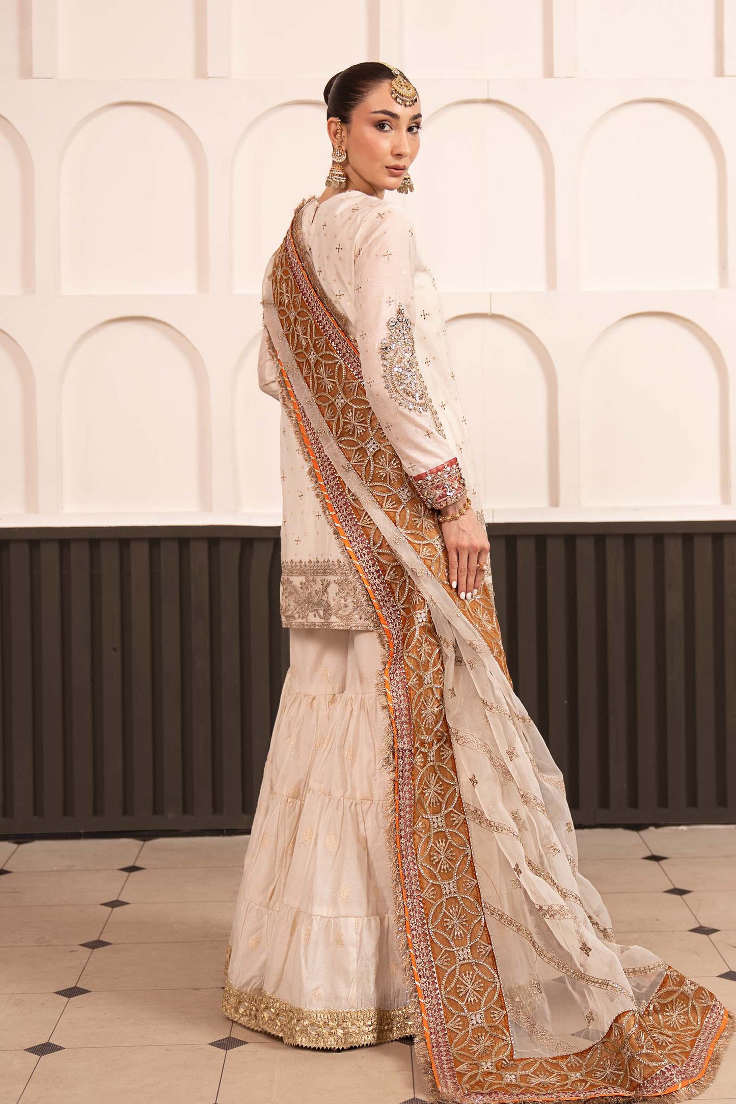 3 Piece Embroidered Cotton Lurex Suit