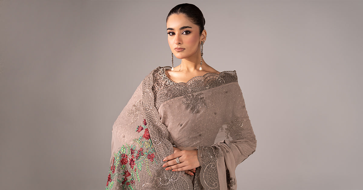 Embroidered Chiffon Saree