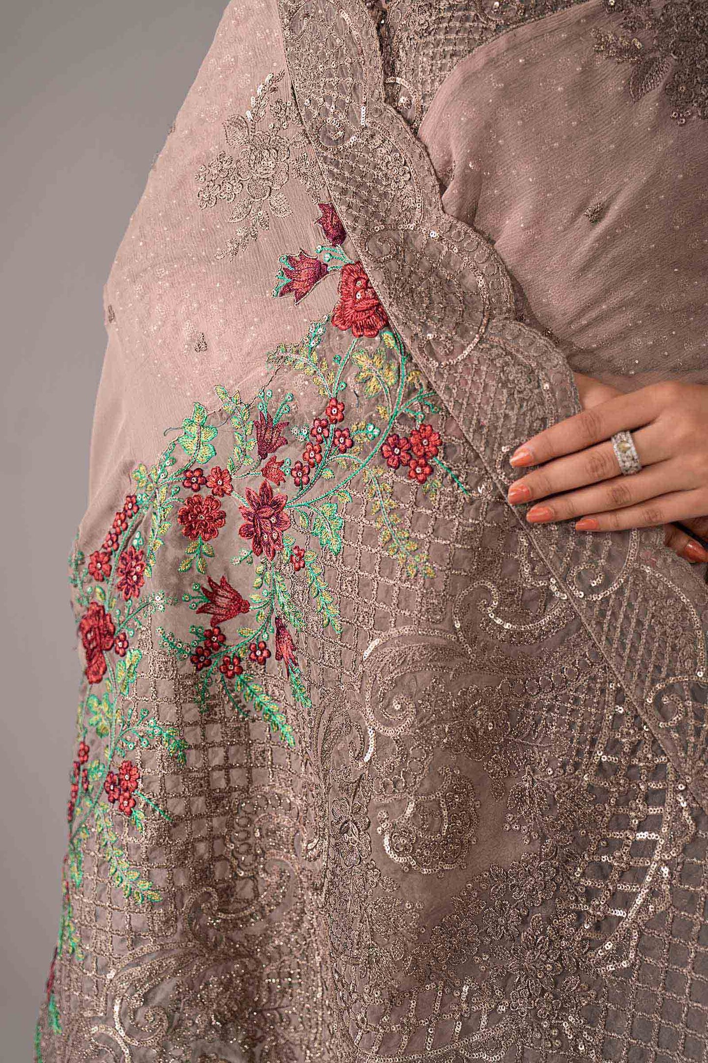 Embroidered Chiffon Saree