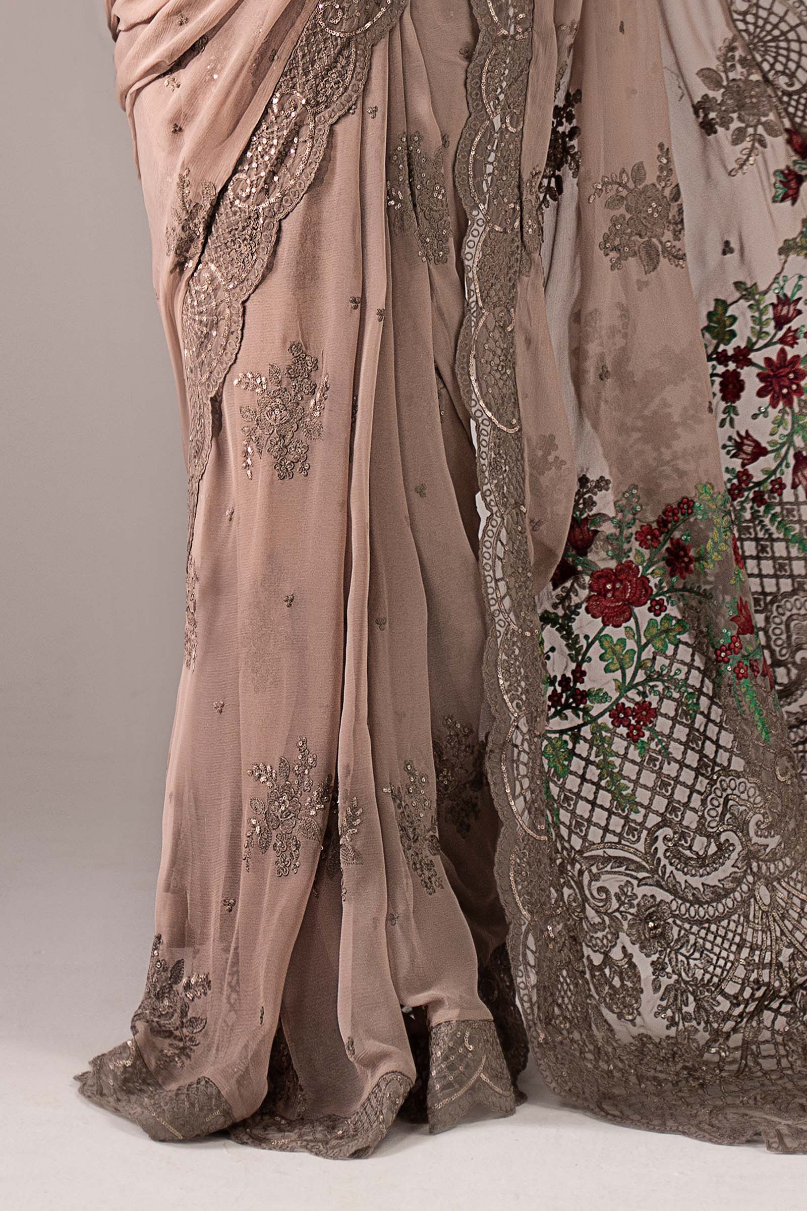 Embroidered Chiffon Saree