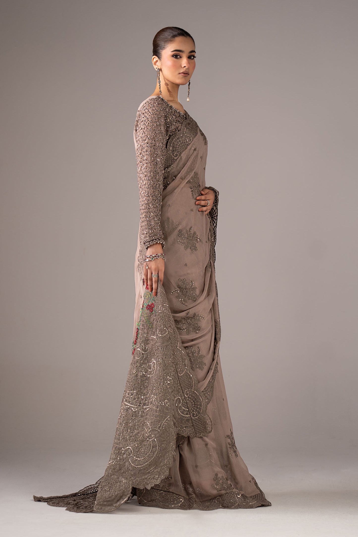 Embroidered Chiffon Saree