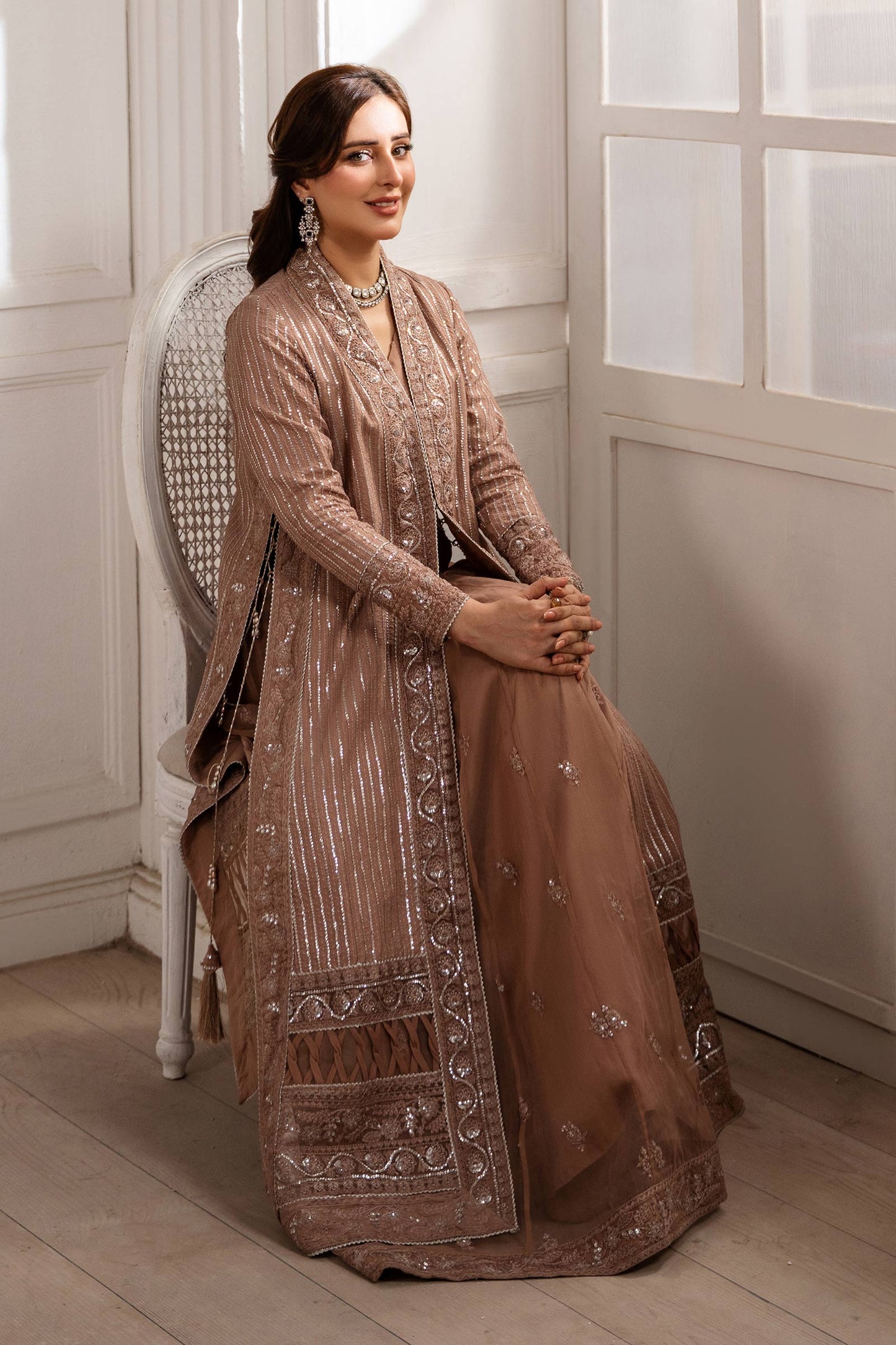 2 Piece Embroidered Raw Silk Suit