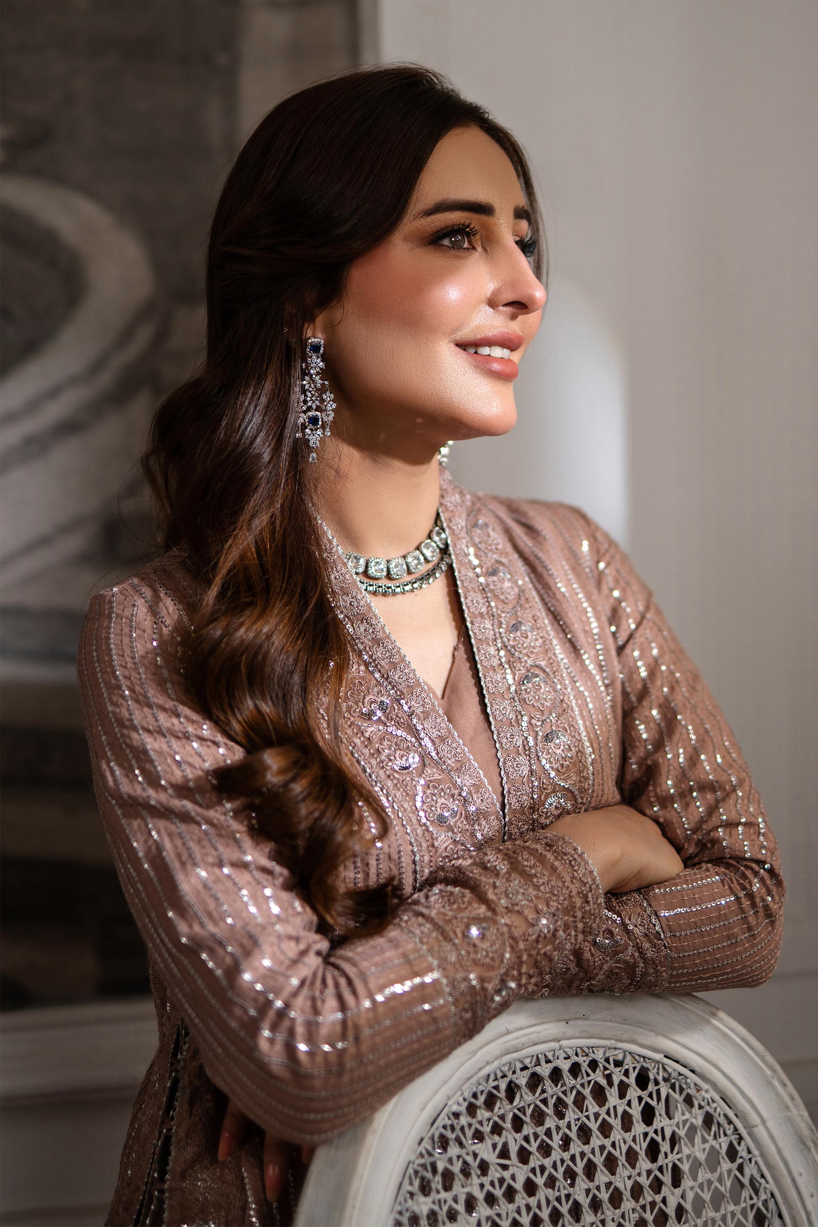 2 Piece Embroidered Raw Silk Suit