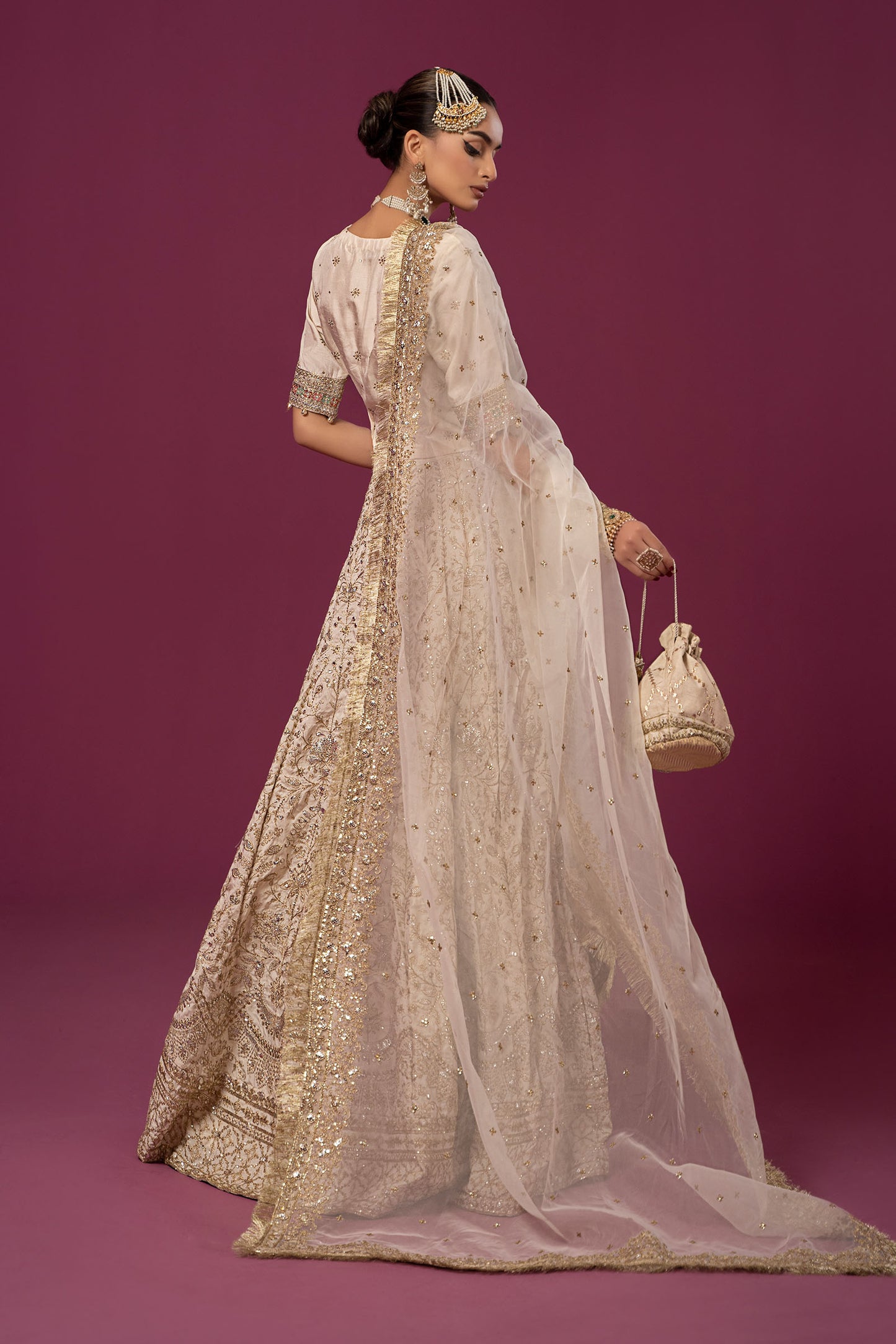 3 Piece Embroidered Raw Silk Suit