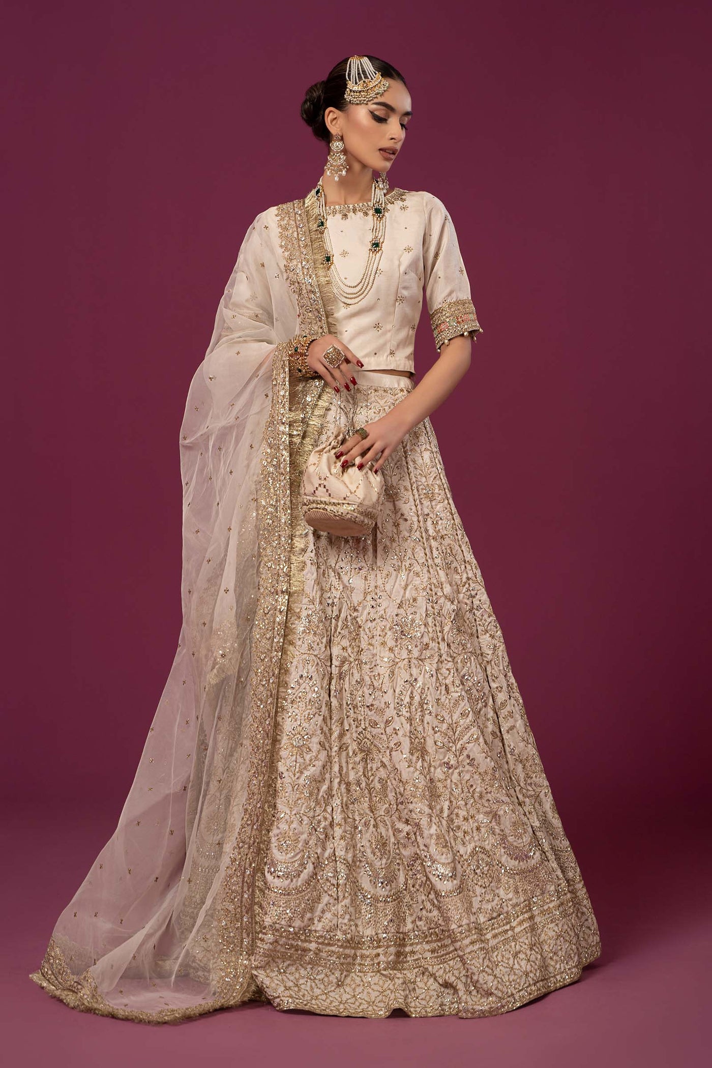 3 Piece Embroidered Raw Silk Suit
