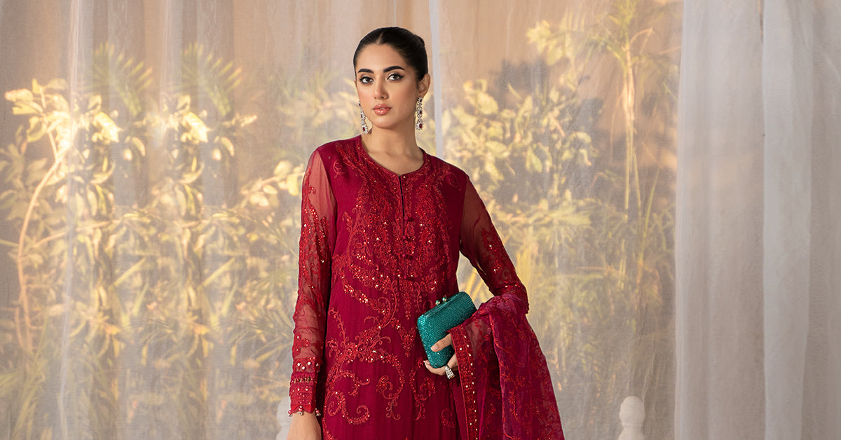 3 Piece Embroidered Organza Suit