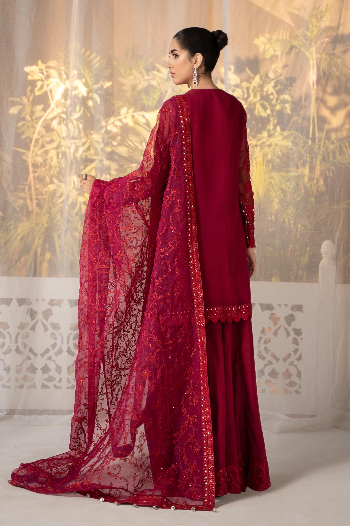 3 Piece Embroidered Organza Suit