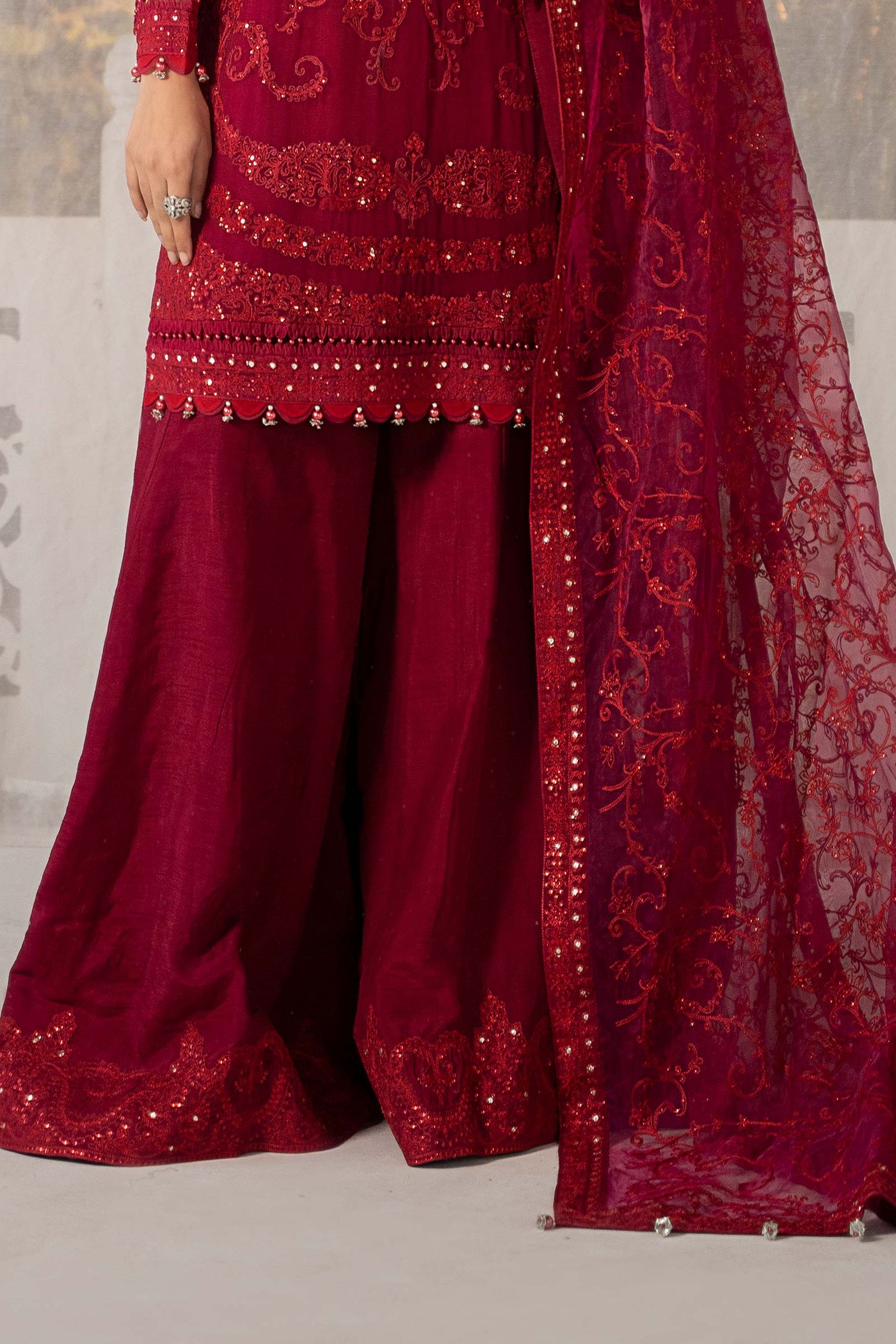 3 Piece Embroidered Organza Suit