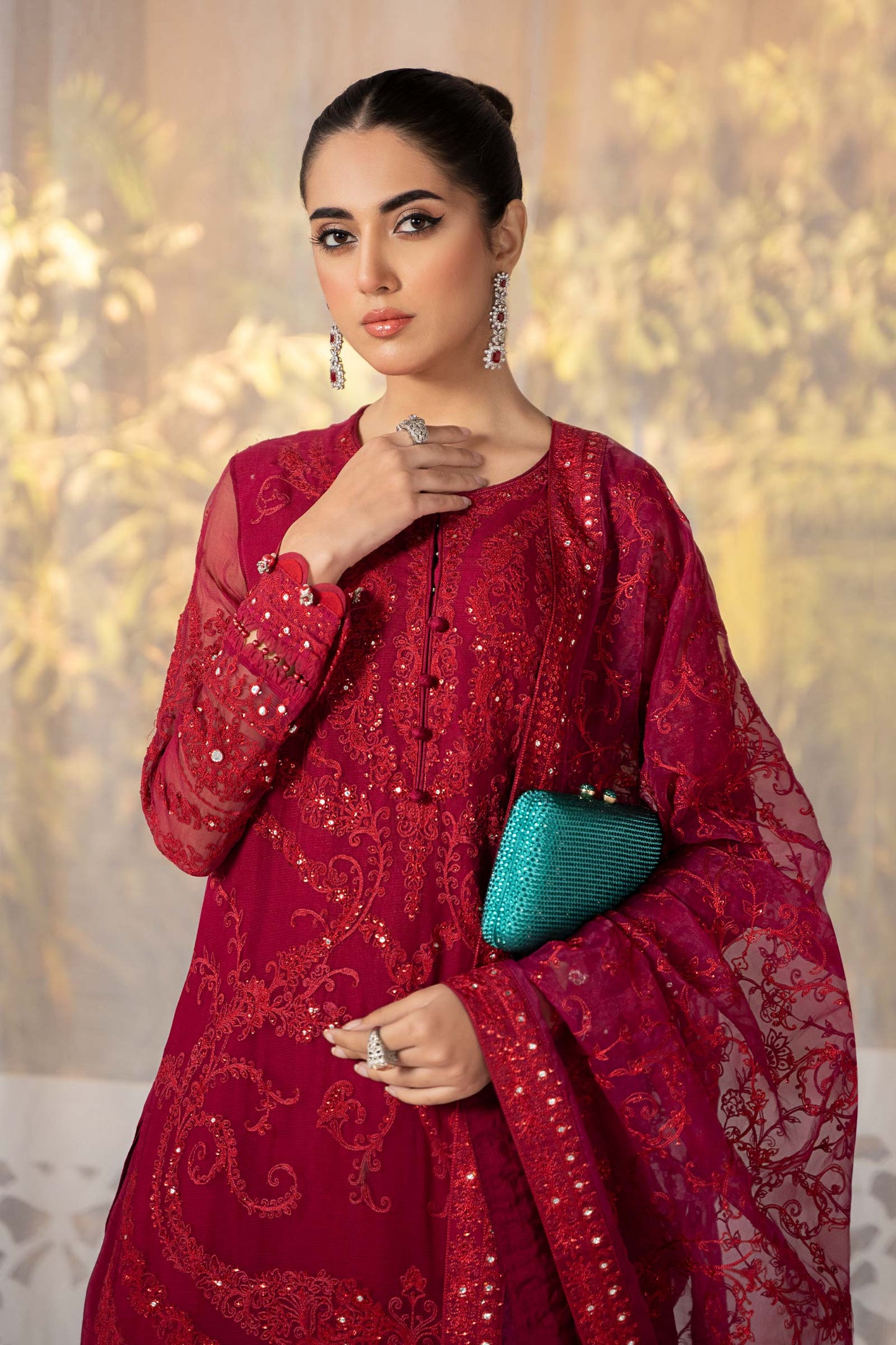 3 Piece Embroidered Organza Suit