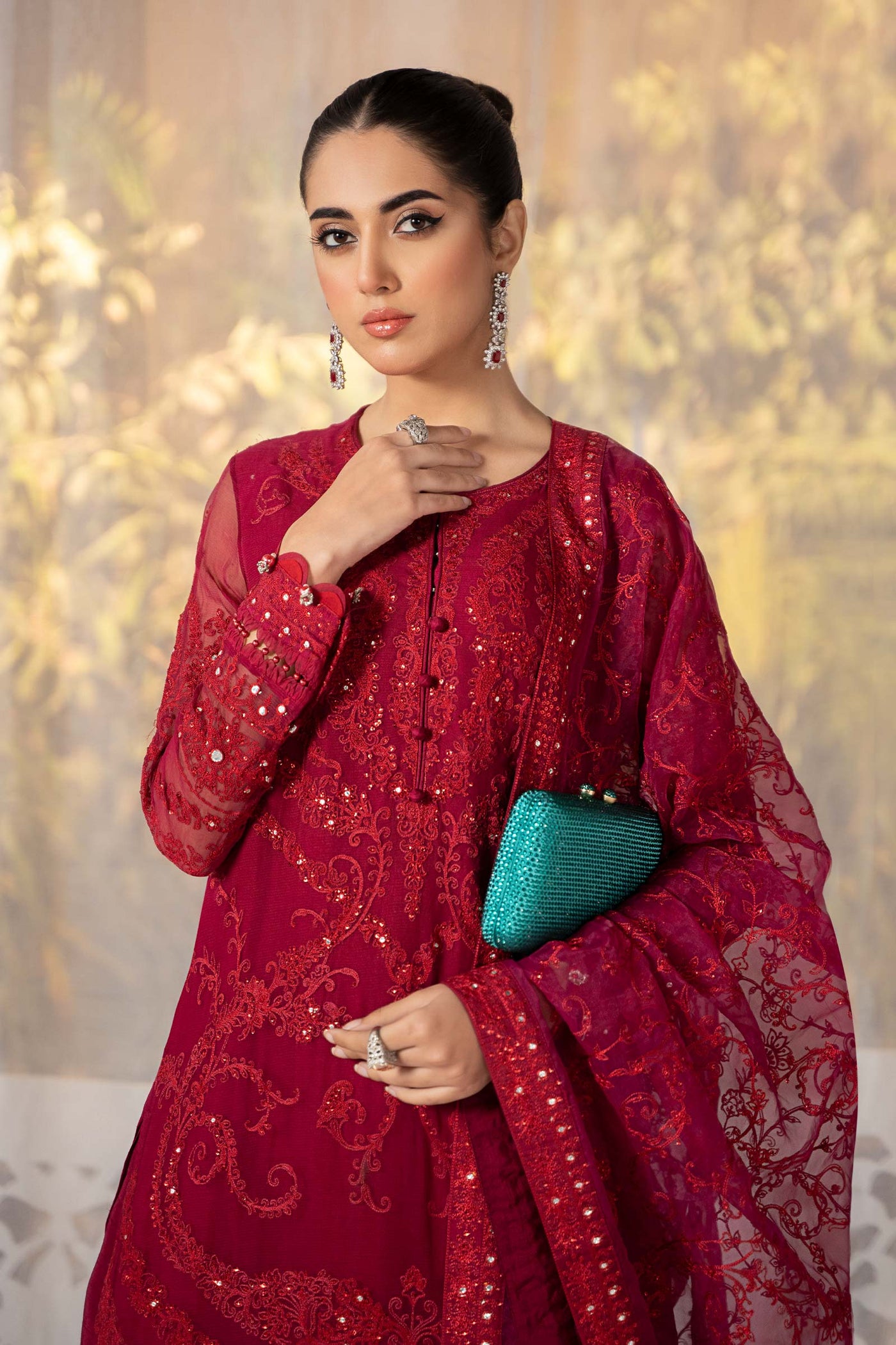 3 Piece Embroidered Organza Suit