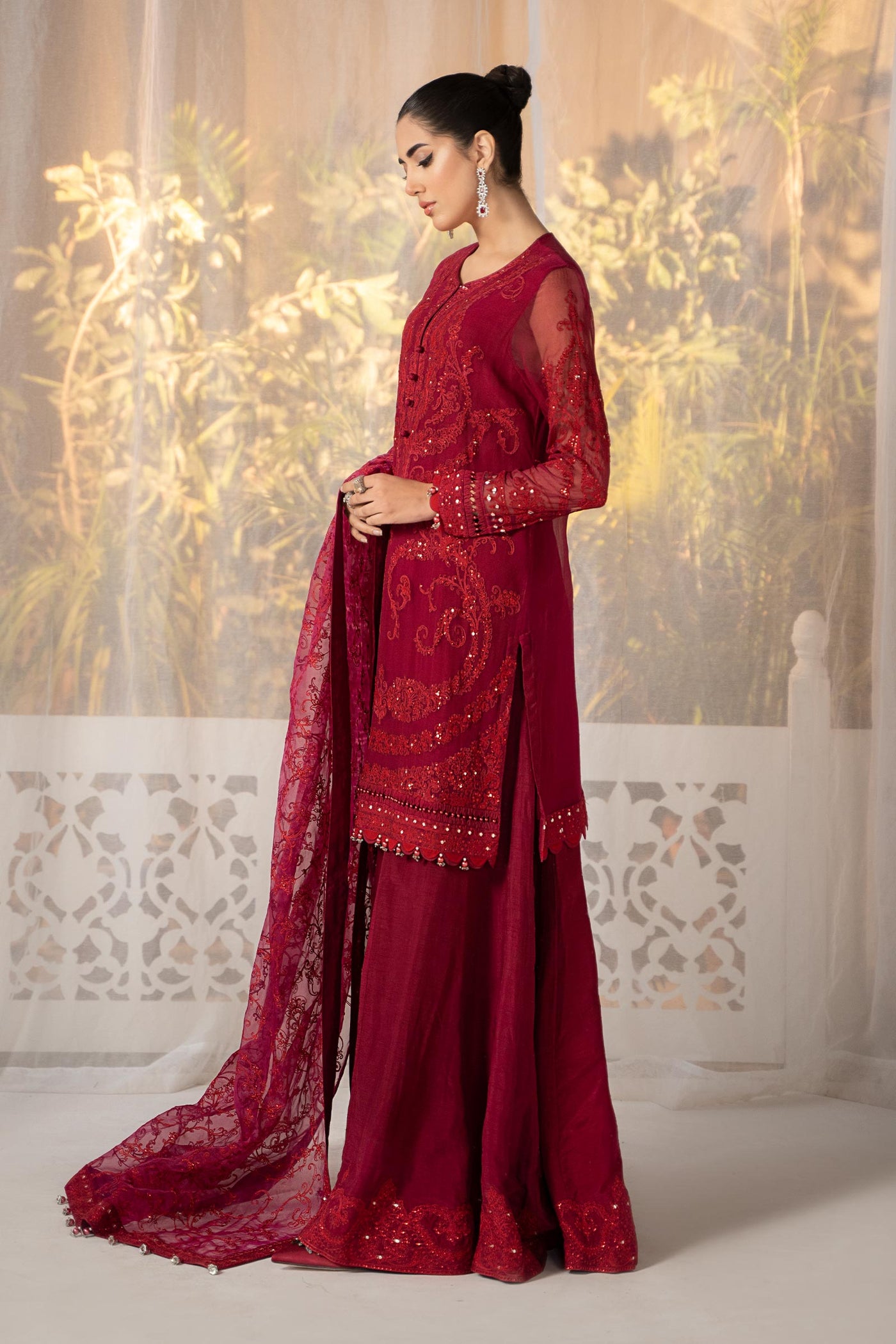 3 Piece Embroidered Organza Suit