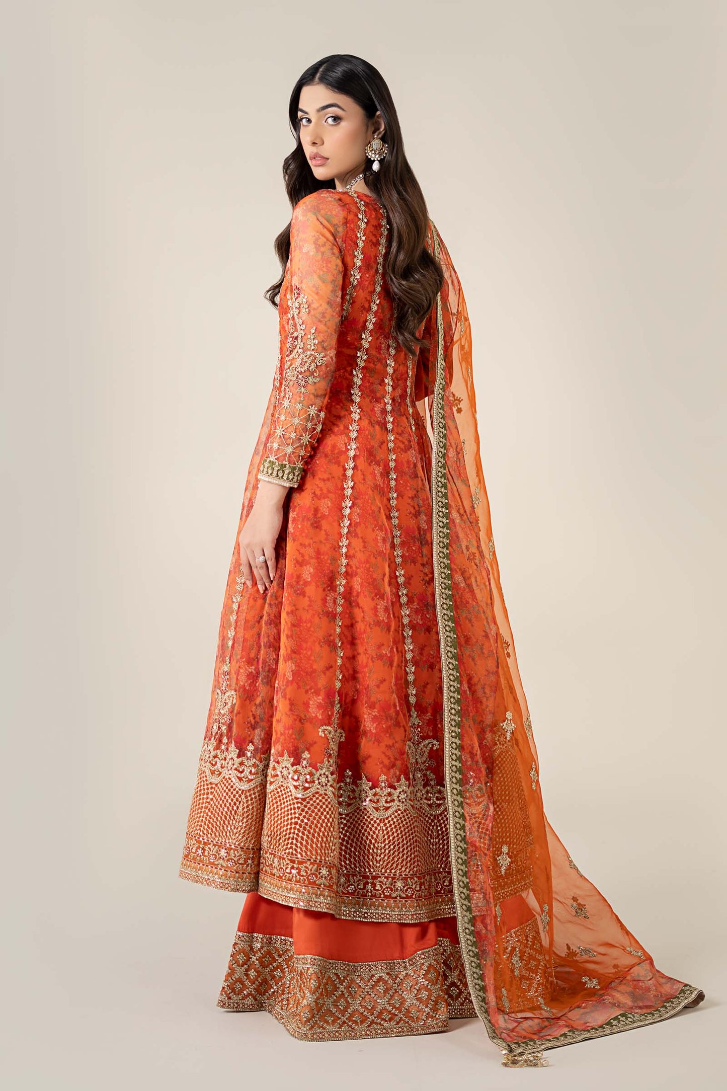 3 Piece Embroidered Organza Suit