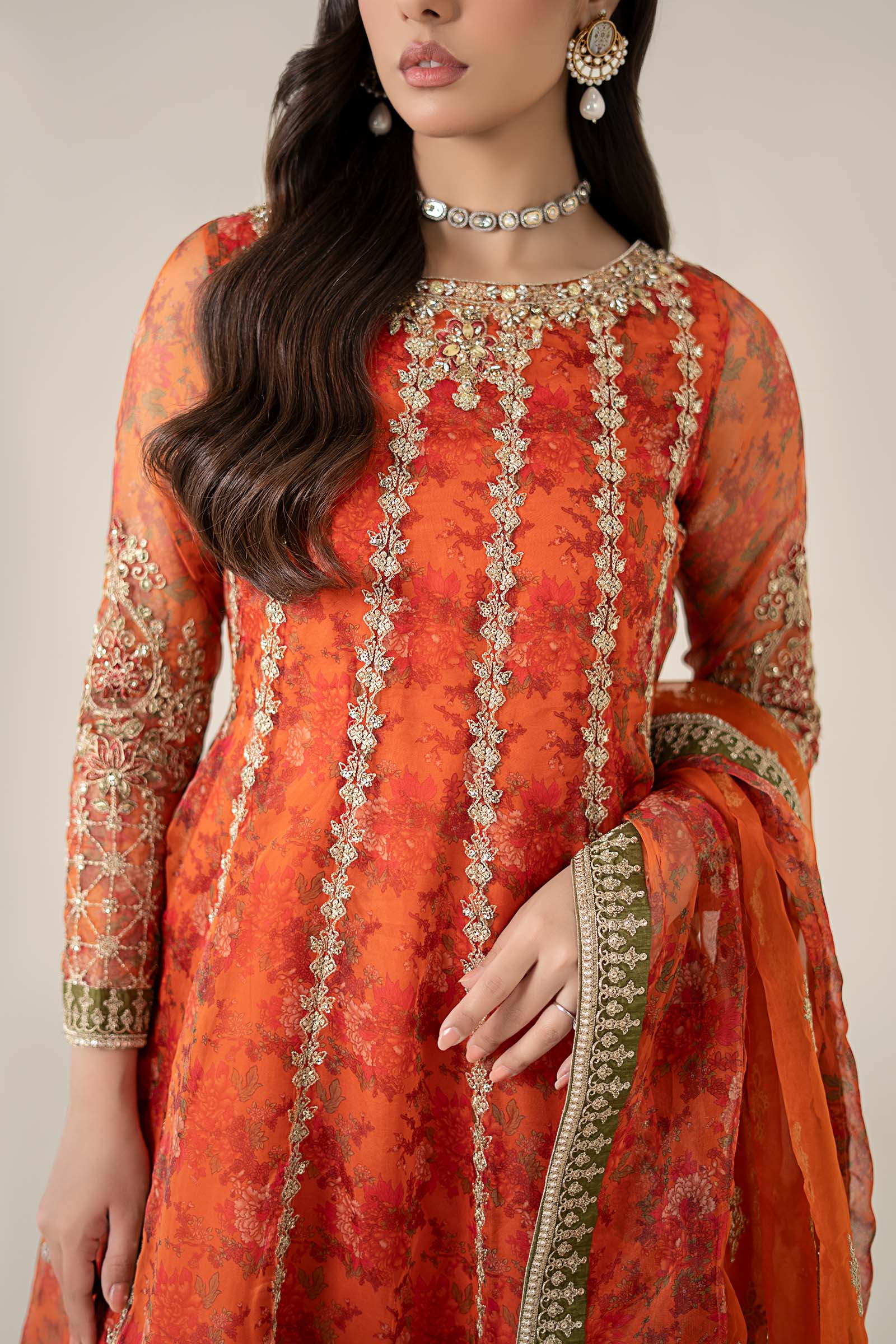 3 Piece Embroidered Organza Suit