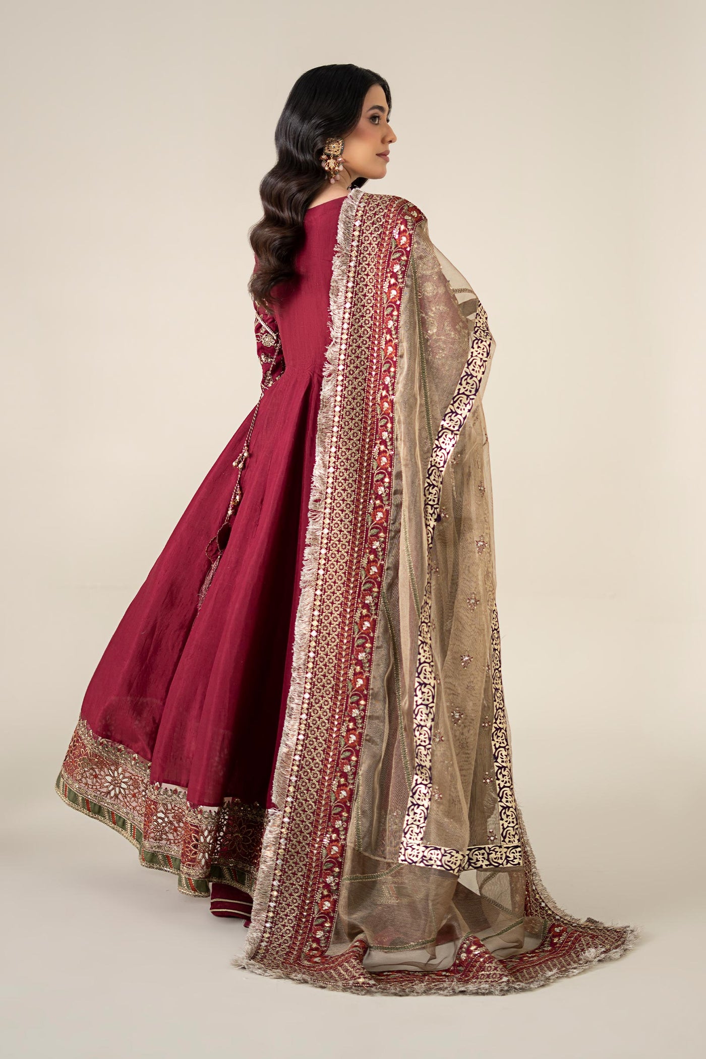 3 Piece Embroidered Raw Silk Suit