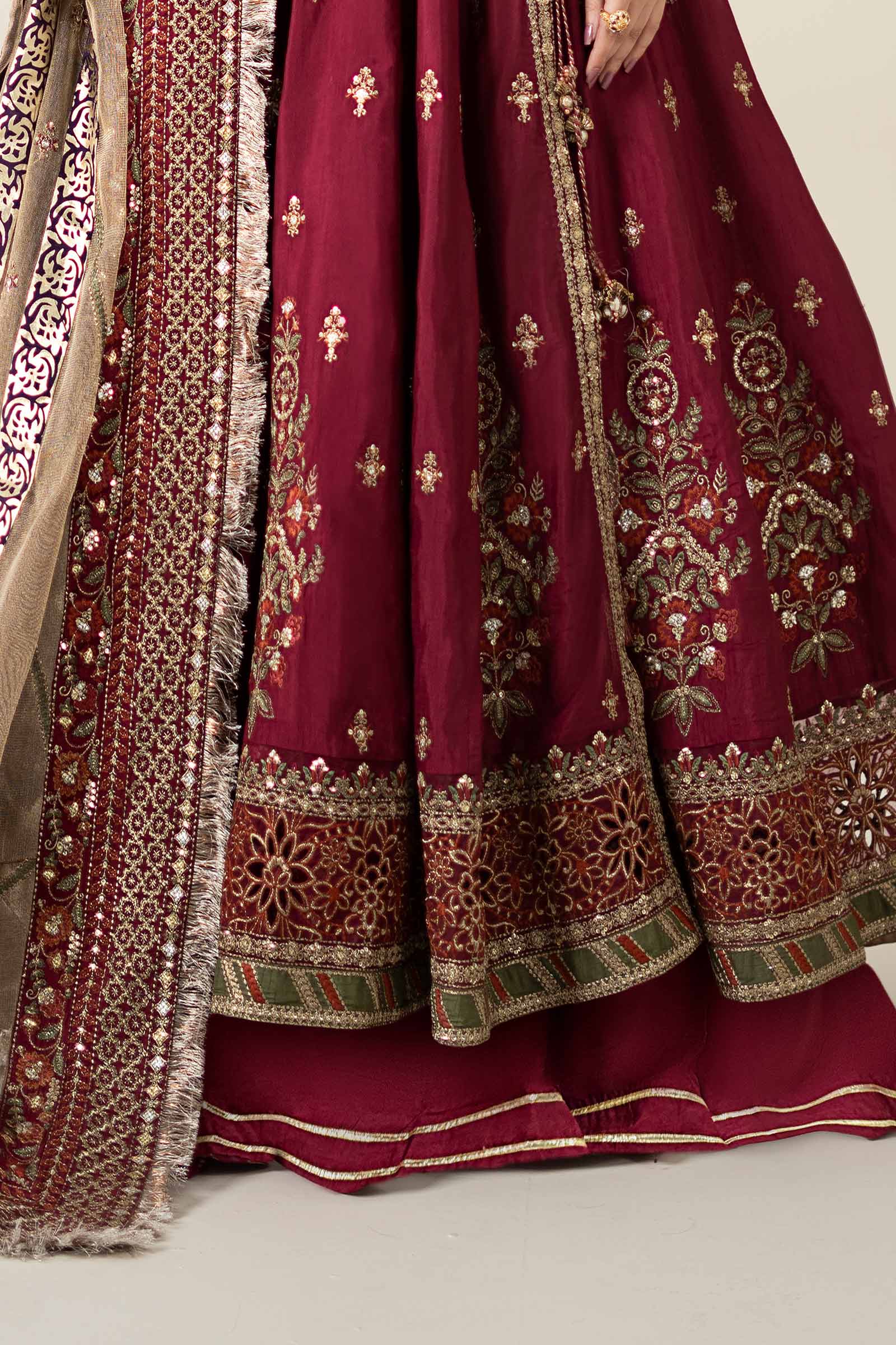 3 Piece Embroidered Raw Silk Suit