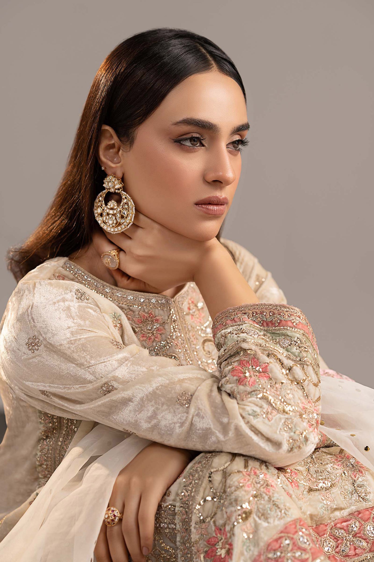 3 Piece Embroidered Velvet Suit