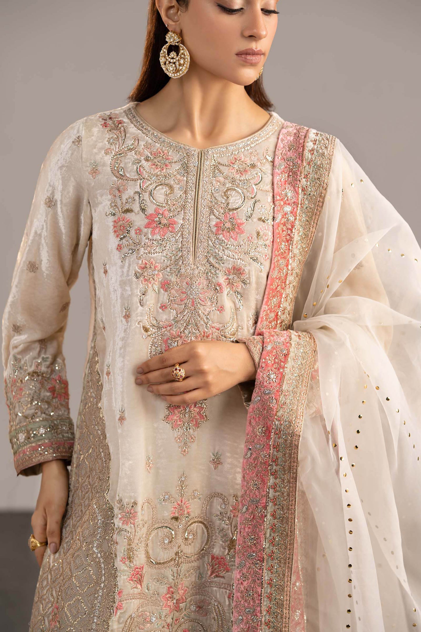 3 Piece Embroidered Velvet Suit