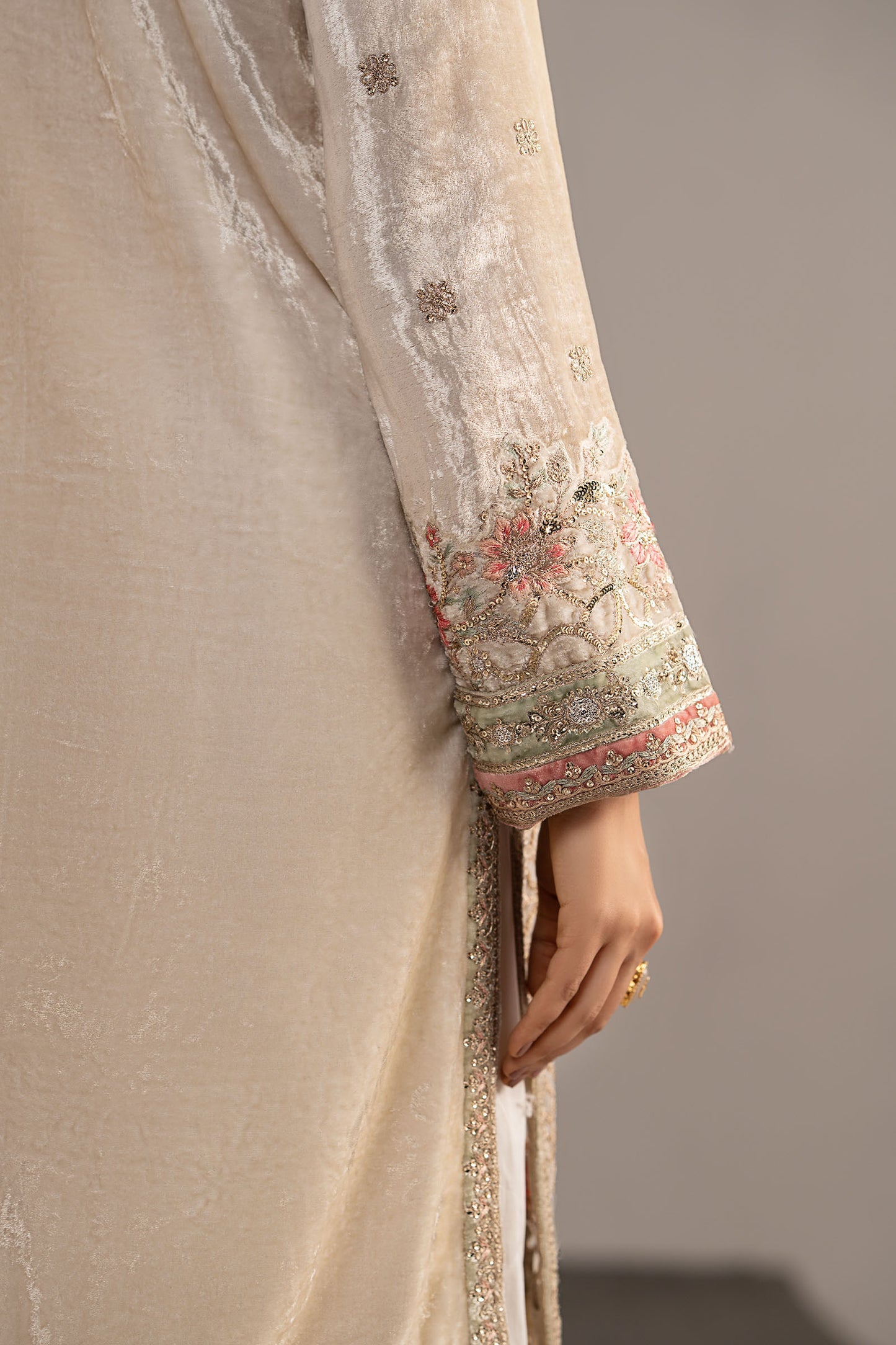 3 Piece Embroidered Velvet Suit