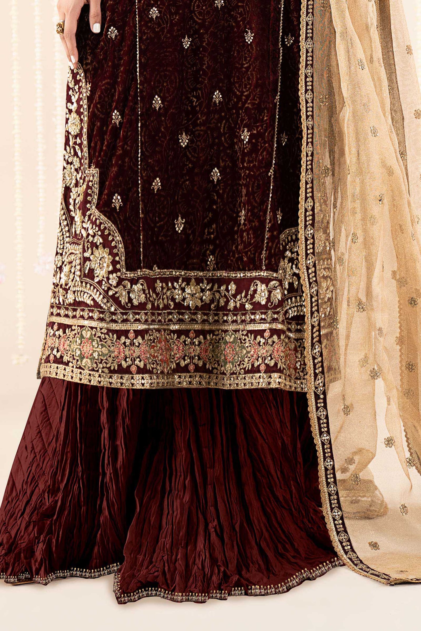 3 Piece Embroidered Velvet Suit