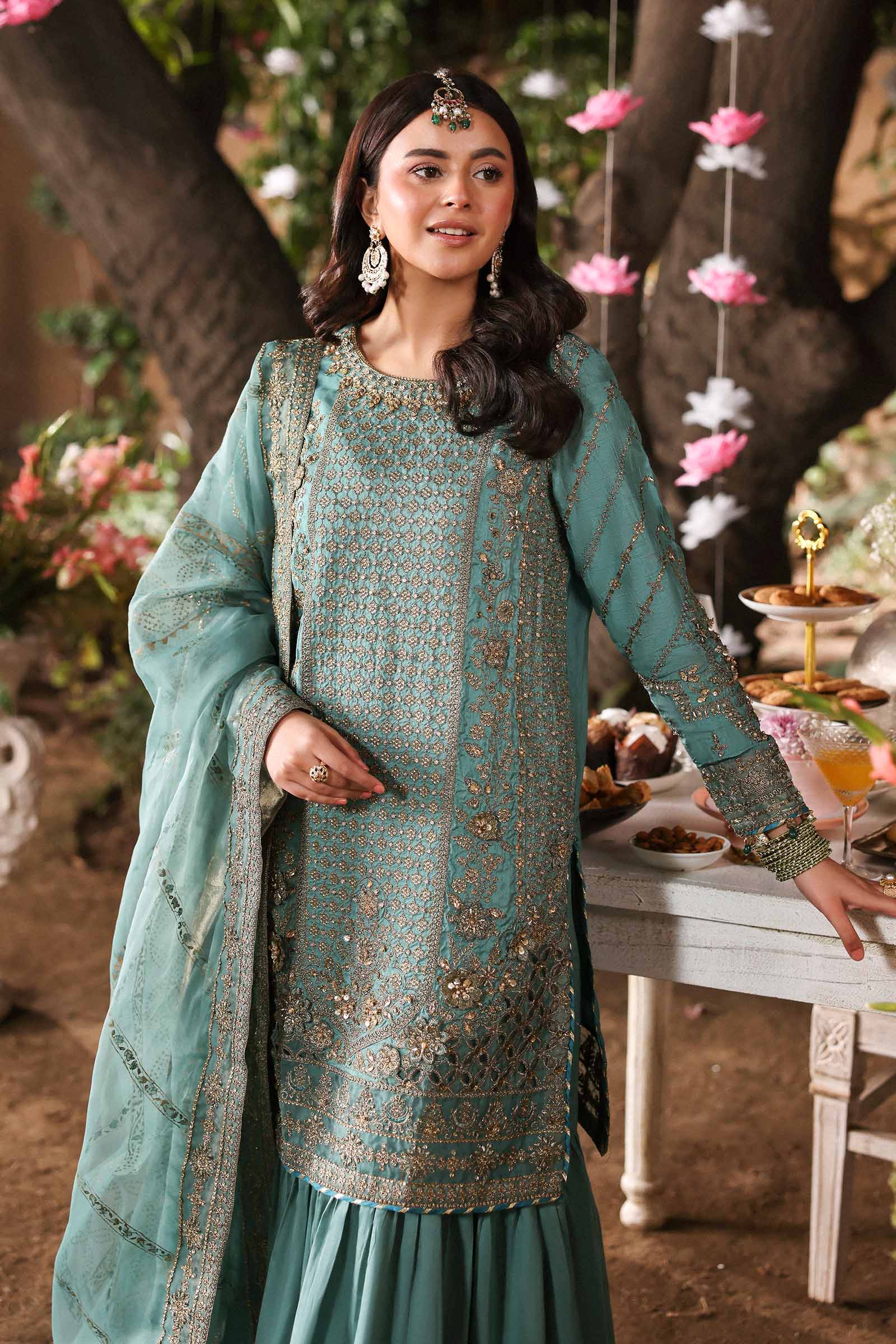 3 Piece Embroidered Raw Silk Suit
