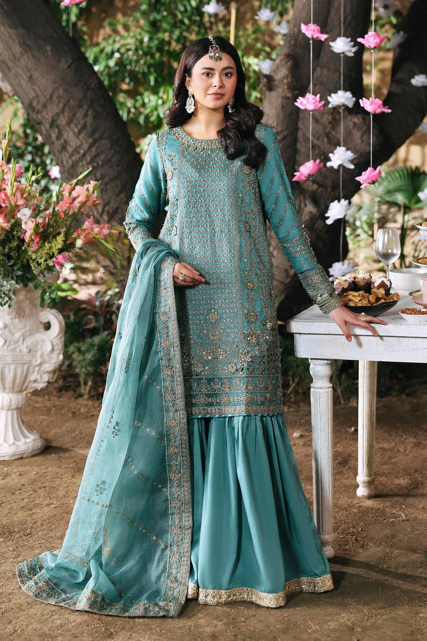 3 Piece Embroidered Raw Silk Suit