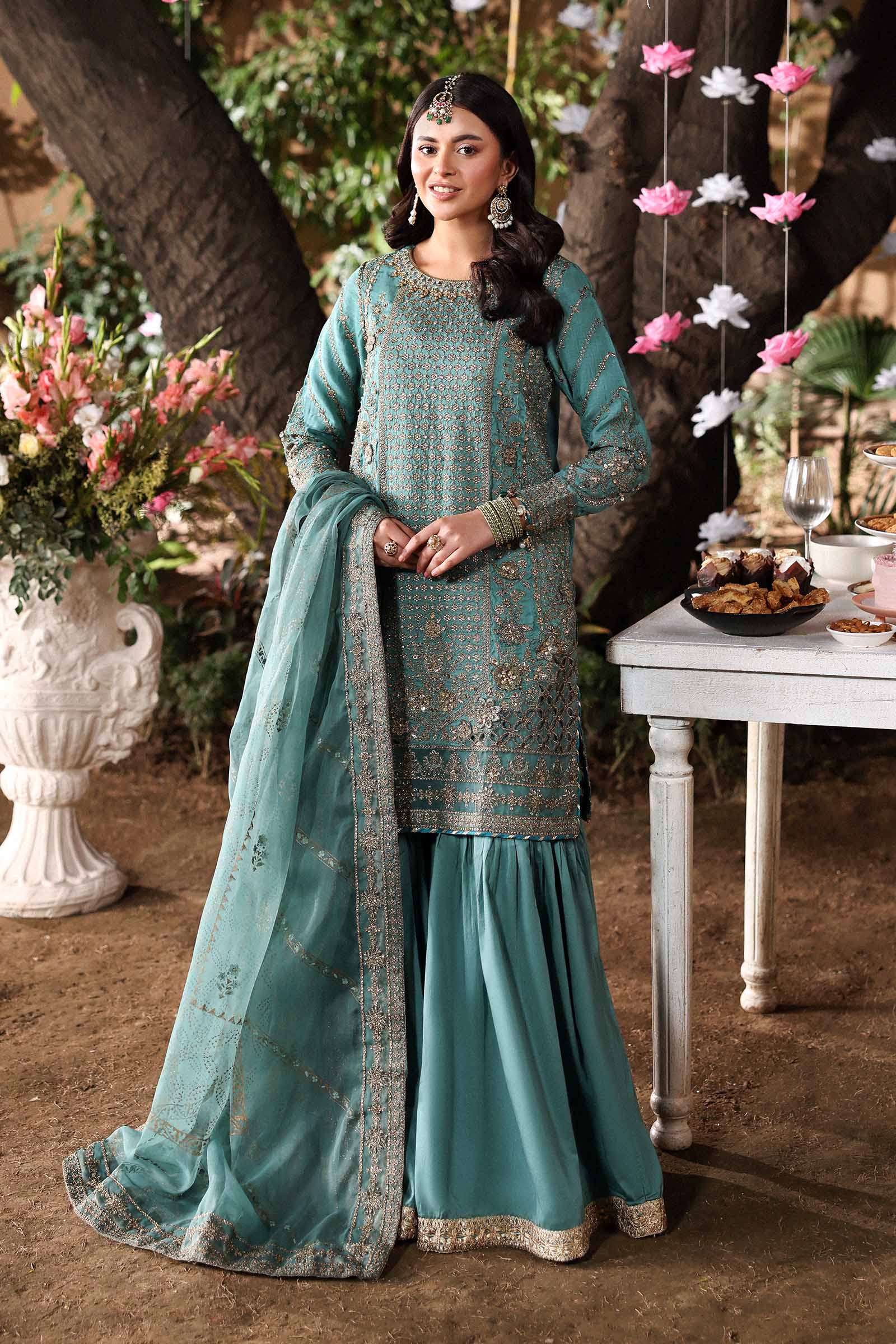 3 Piece Embroidered Raw Silk Suit