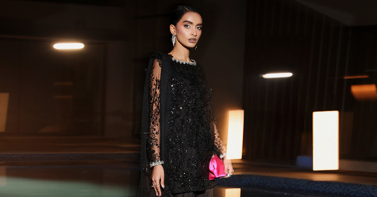 3 Piece Embroidered Net Suit