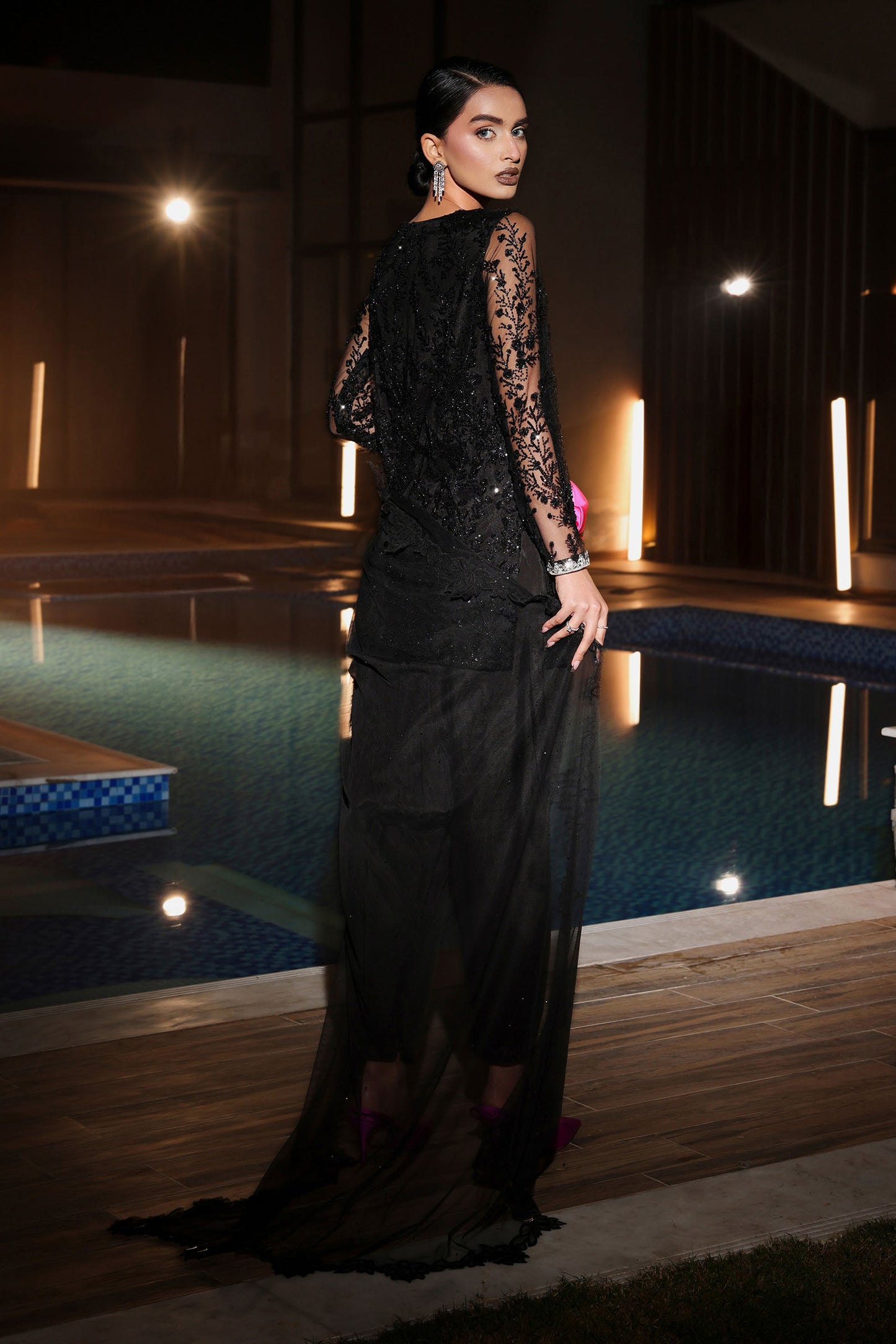 3 Piece Embroidered Net Suit