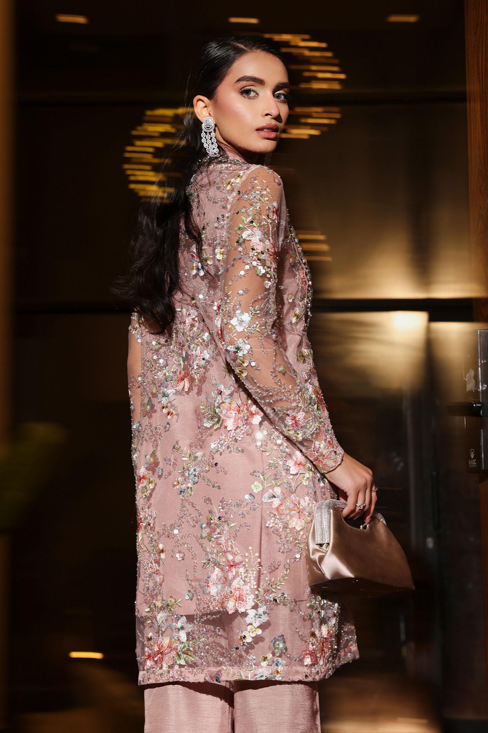 3 Piece Embroidered Net Suit