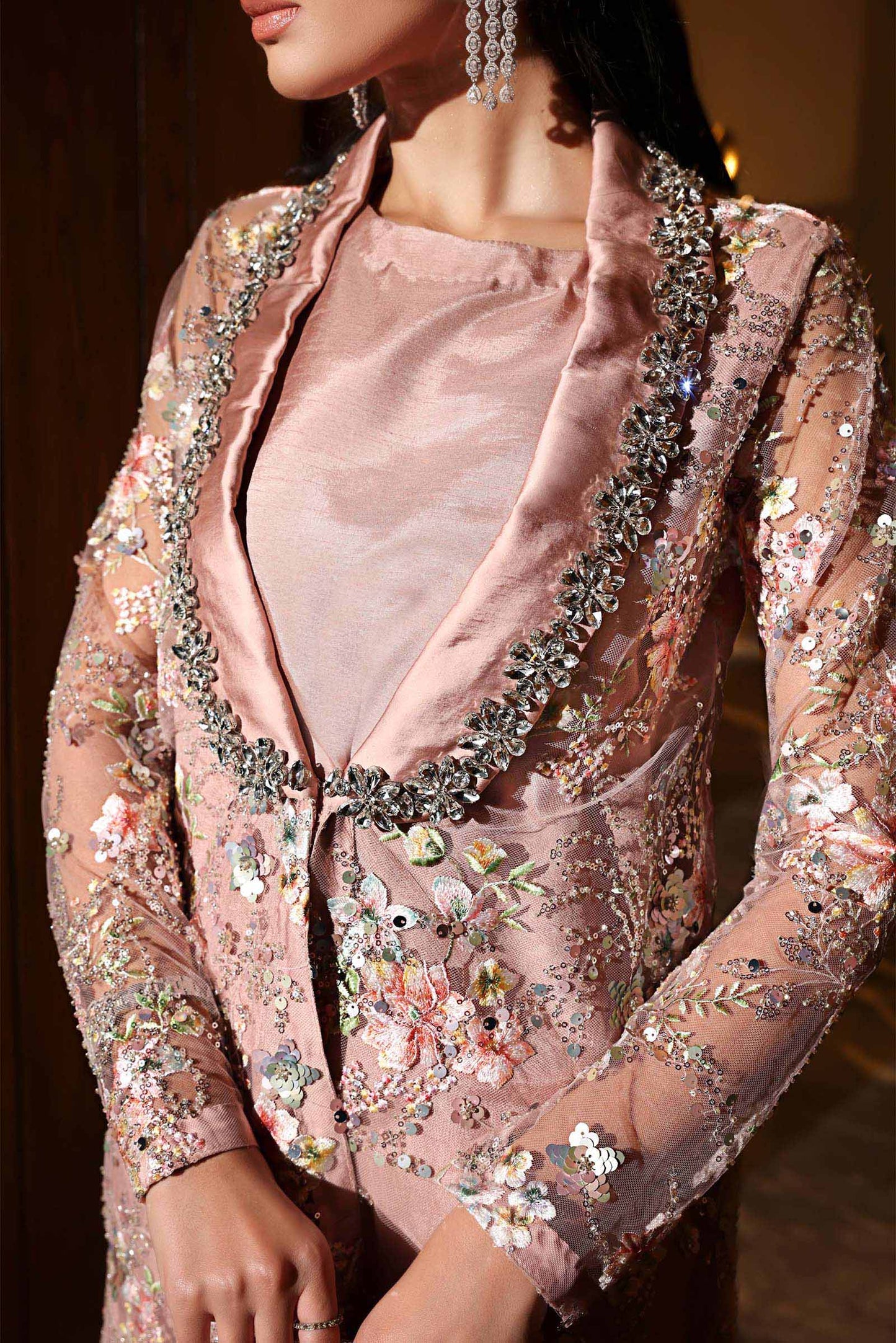 3 Piece Embroidered Net Suit