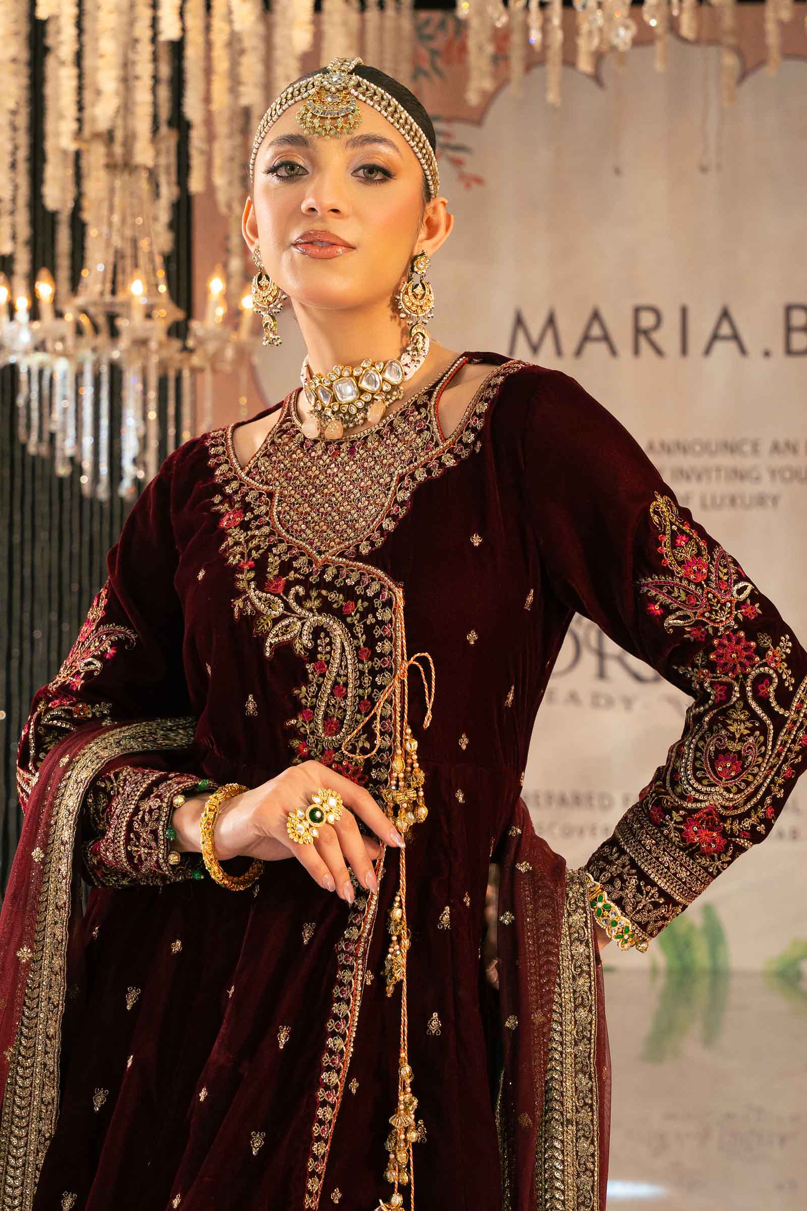 3 Piece Embroidered Velvet Suit