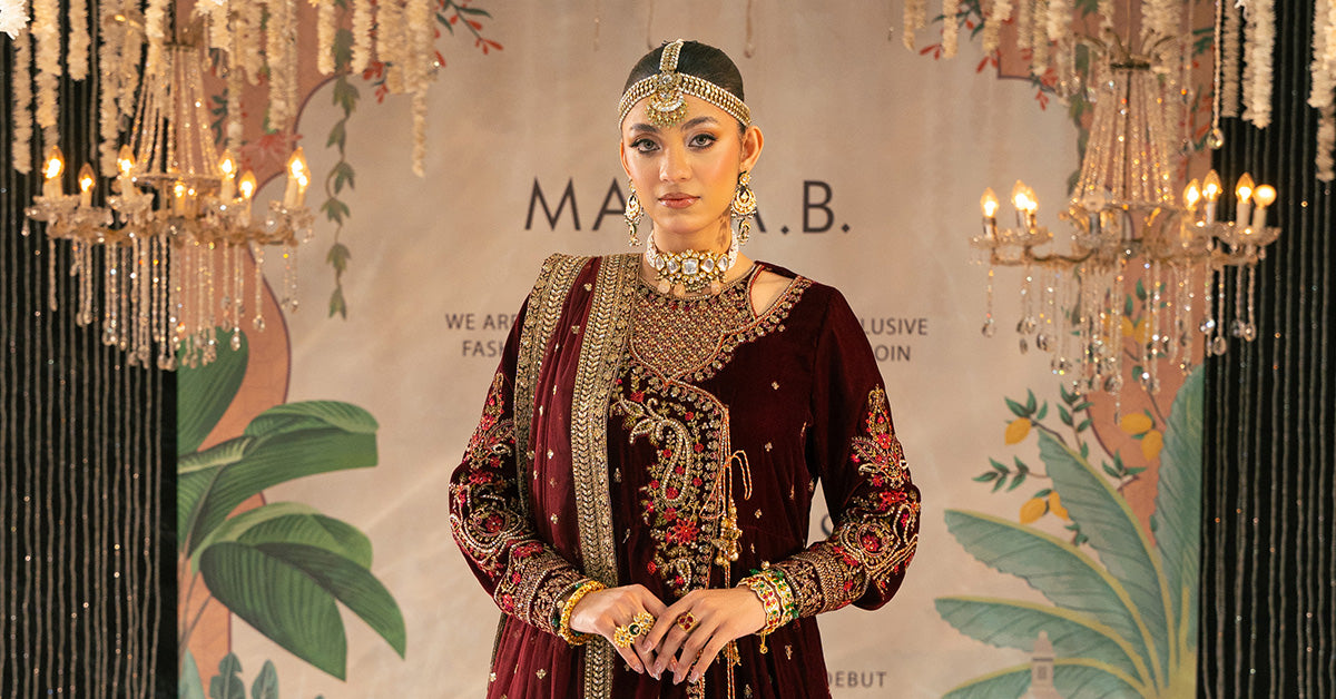 3 Piece Embroidered Velvet Suit