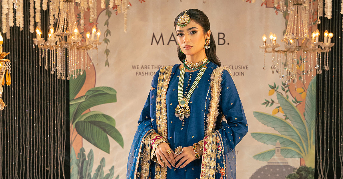 3 Piece Embroidered Raw Silk Suit