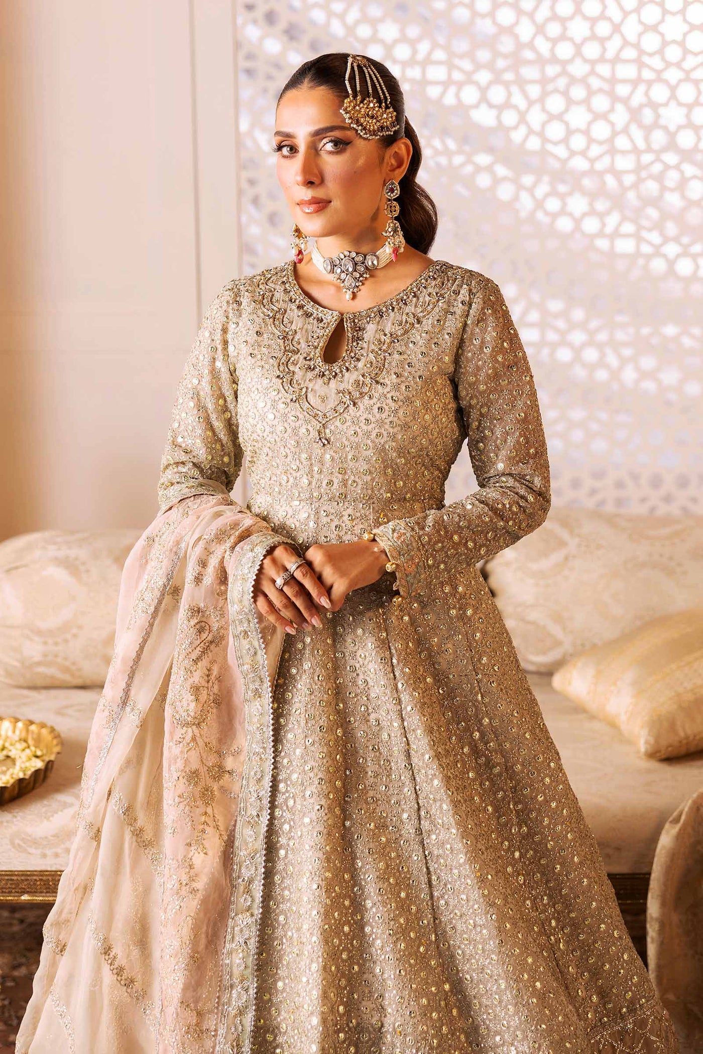 3 Piece Embroidered Organza Suit