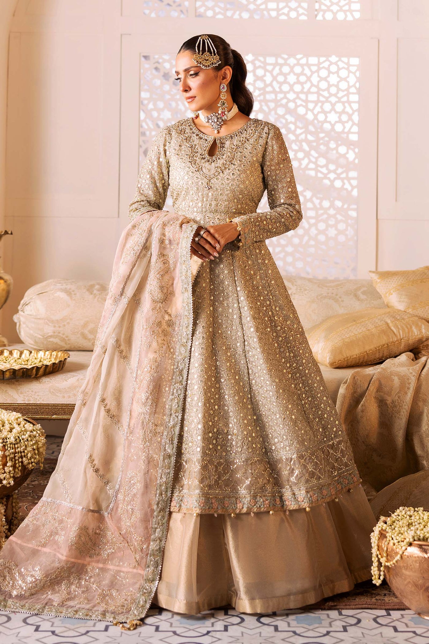 3 Piece Embroidered Organza Suit