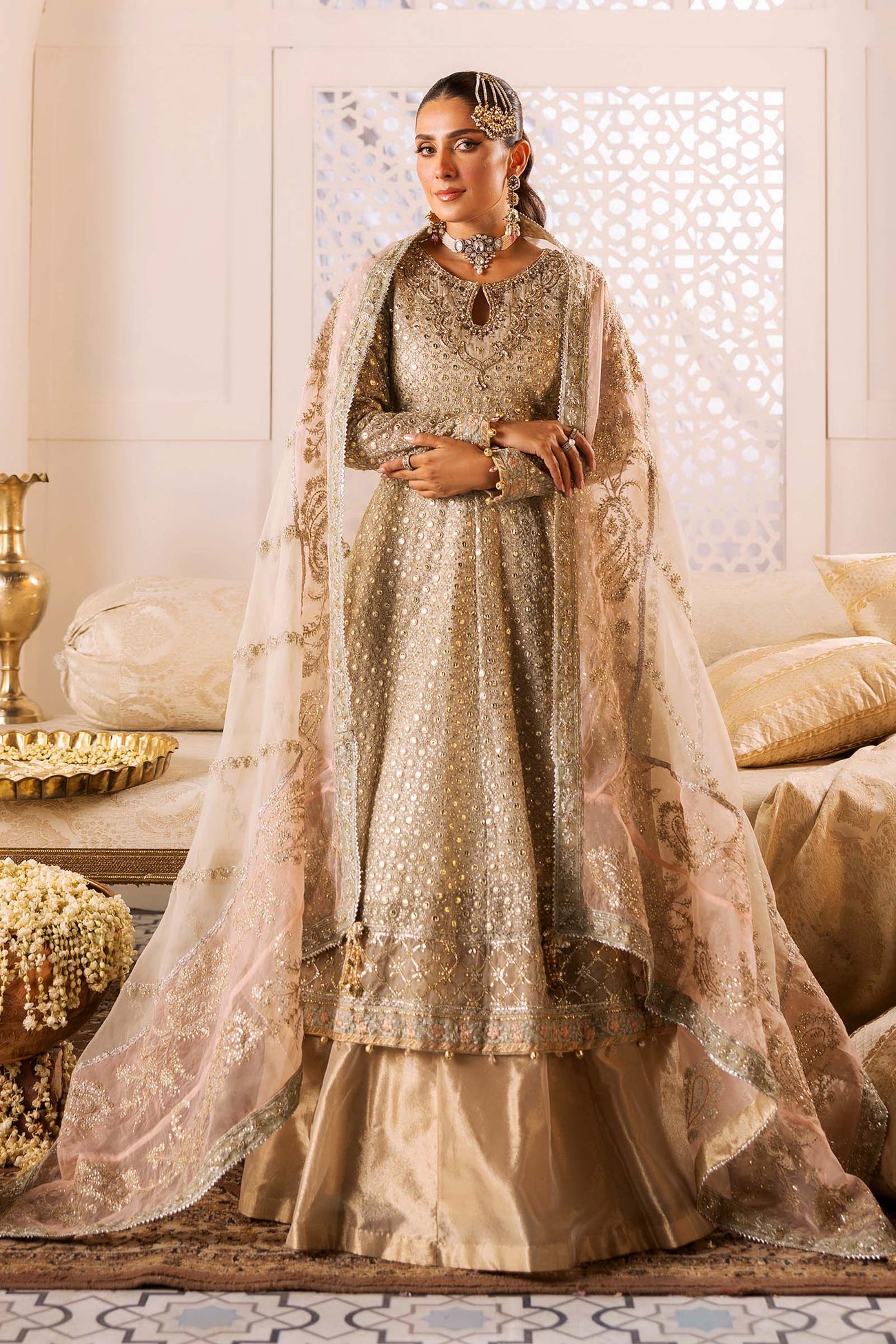 3 Piece Embroidered Organza Suit