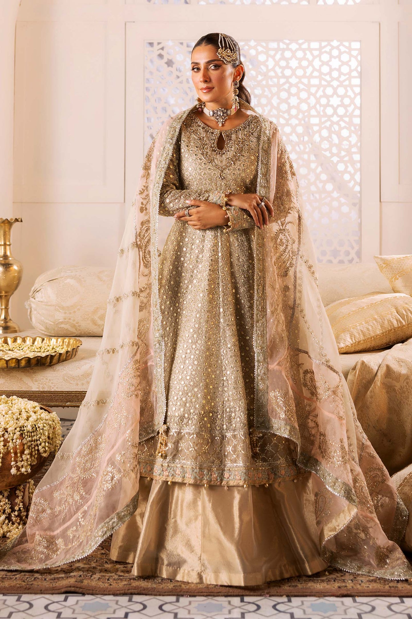 3 Piece Embroidered Organza Suit