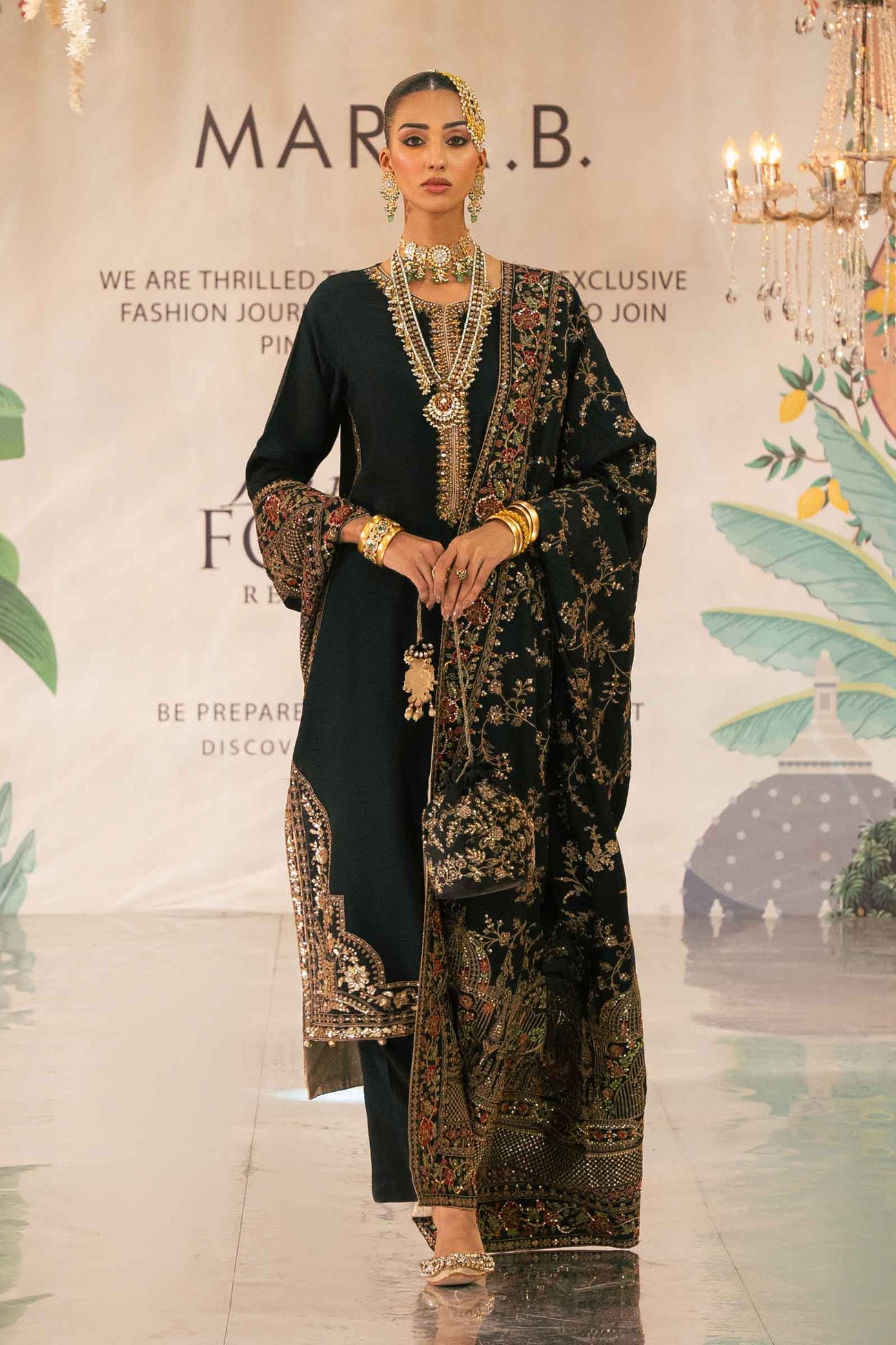3 Piece Embroidered Raw Silk Suit